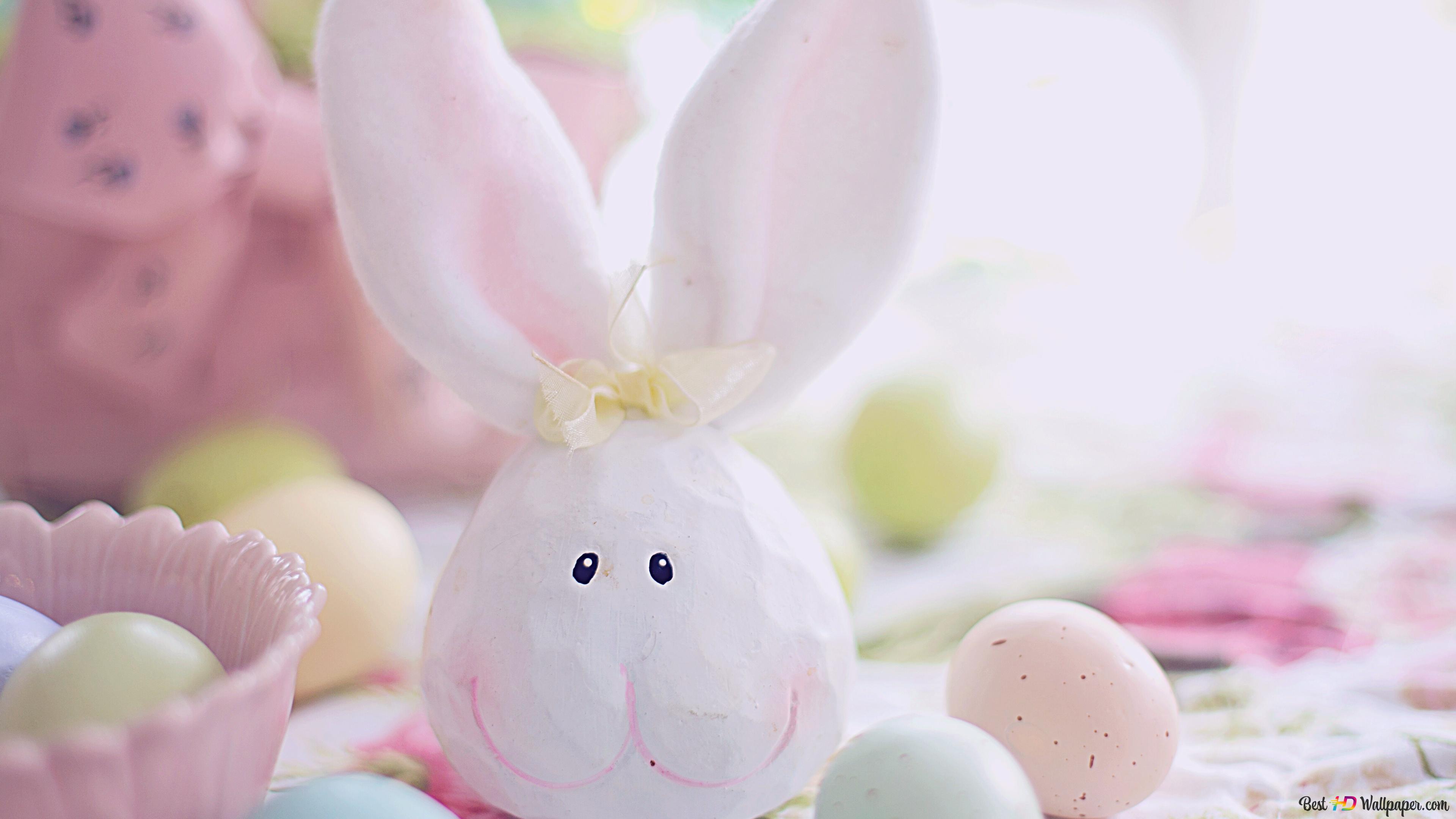 Aesthetic Eggs and bunny 4K wallpaper download