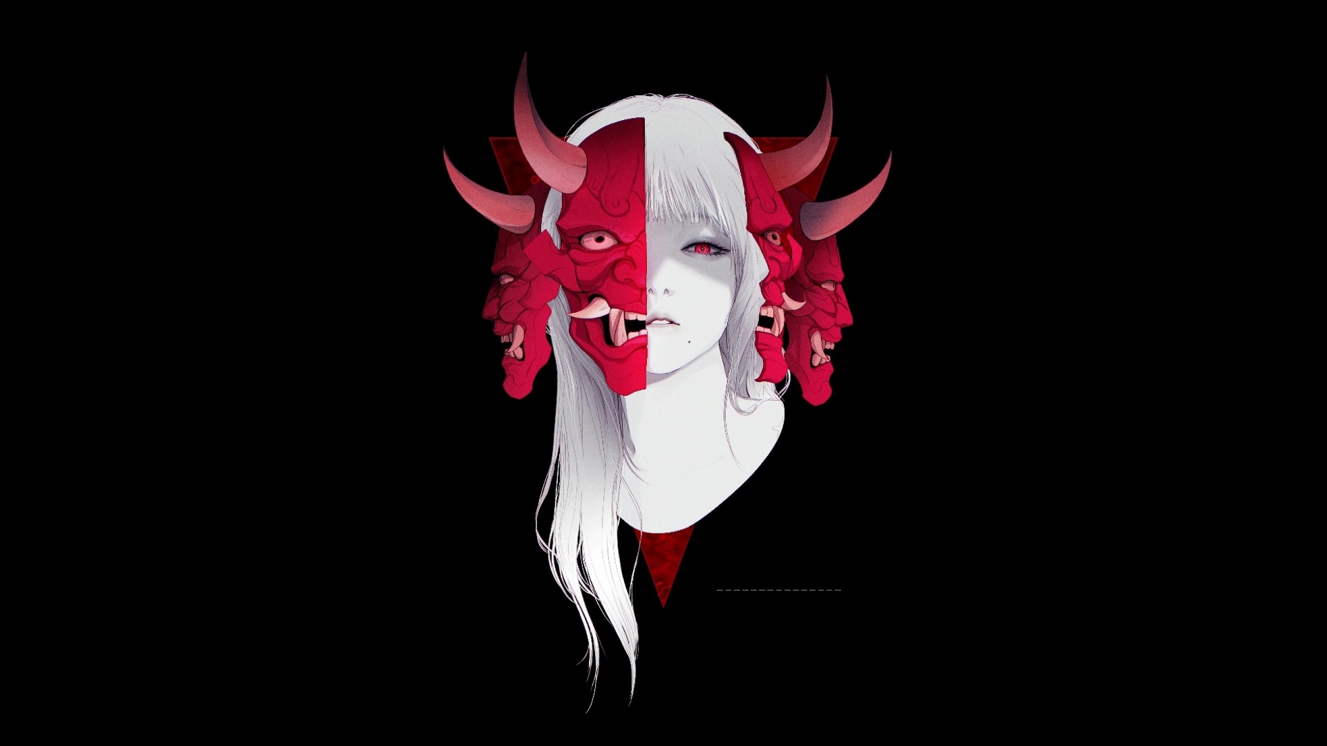 Fantasy Girl Oni Demon Mask Live Wallpaper
