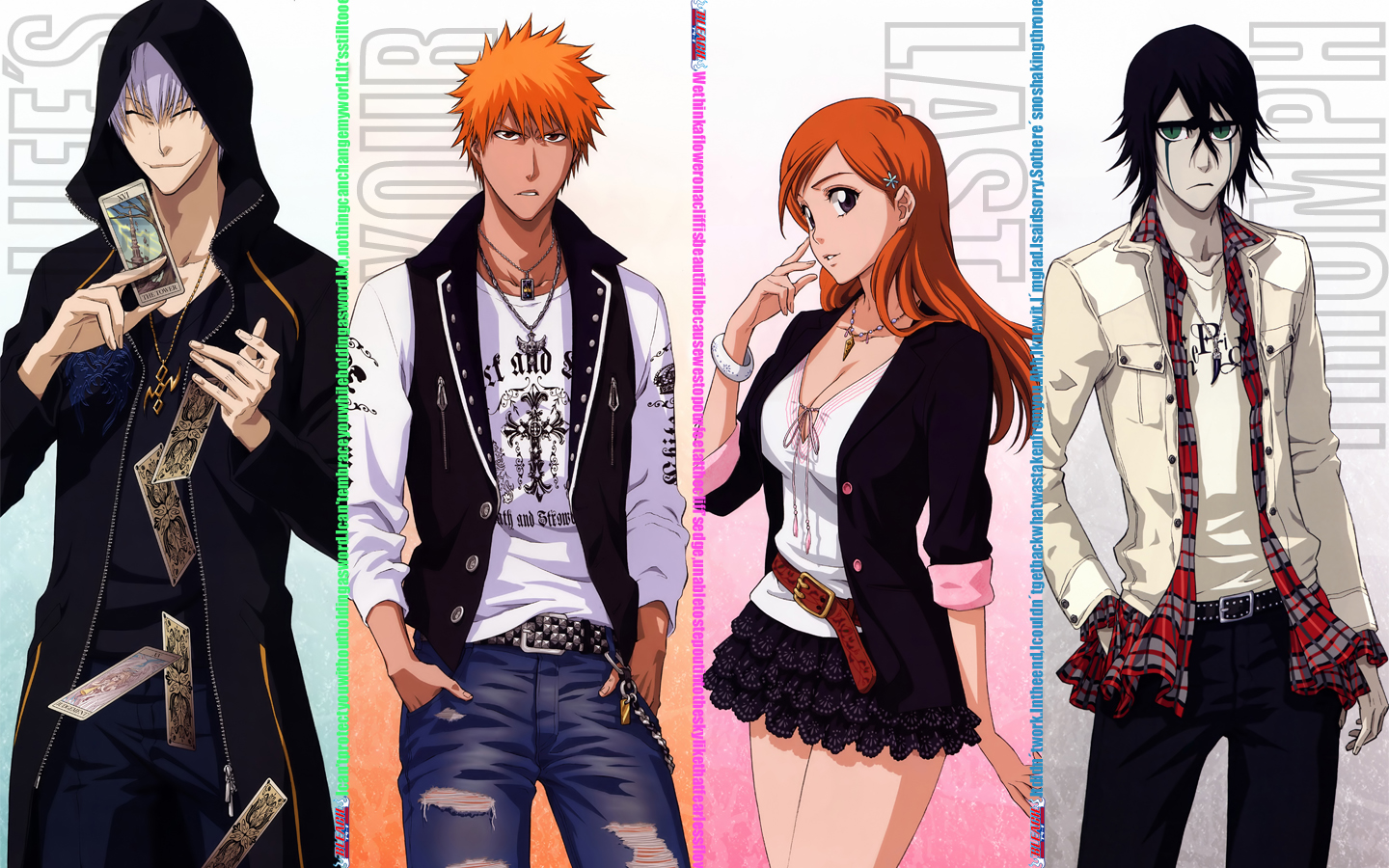 HD desktop wallpaper: Anime, Bleach, Ichigo Kurosaki, Orihime Inoue, Ulquiorra Cifer, Gin Ichimaru download free picture