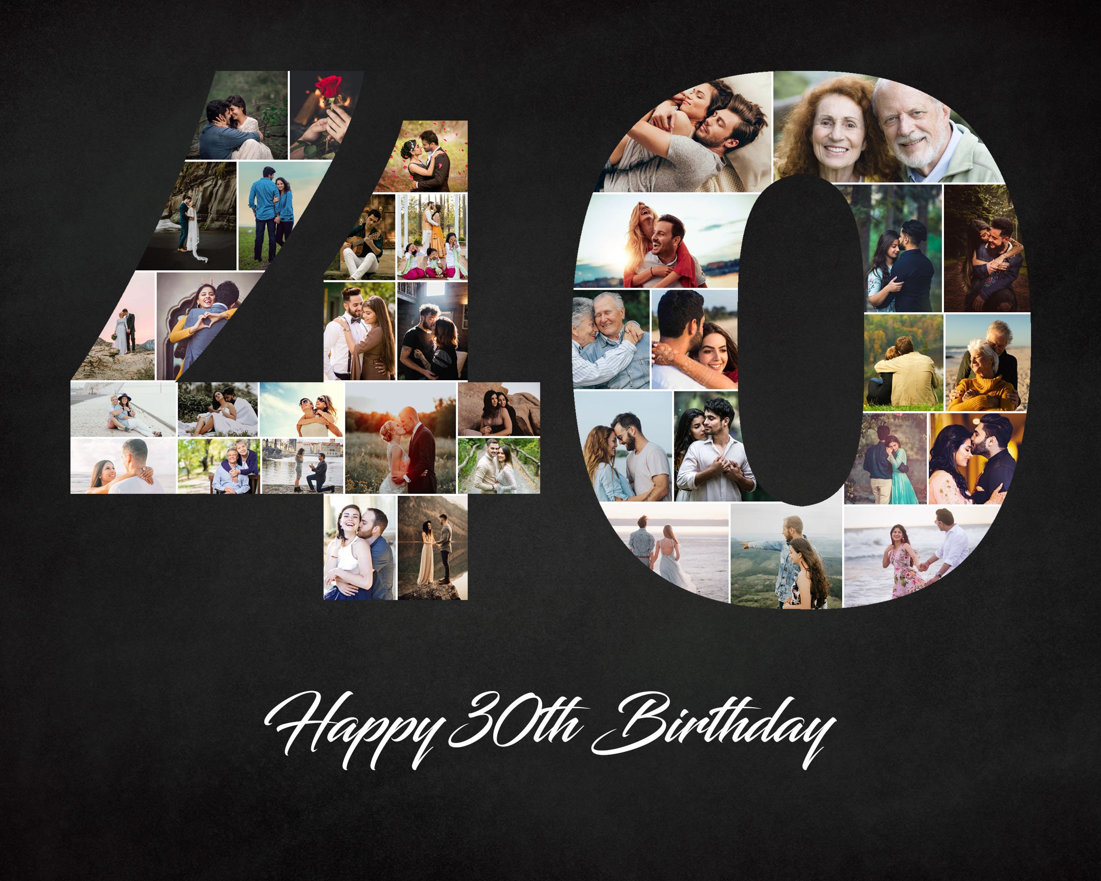 40th Birthday Photo Collage Number 40 Anniversary Gift
