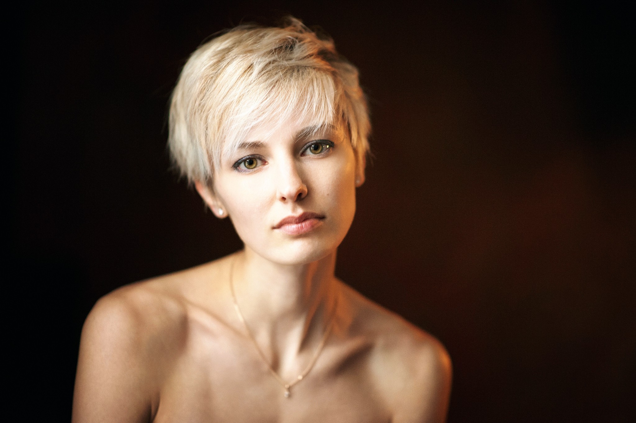 women, Blonde, Short Hair, Looking At Viewer, No Bra Wallpaper HD / Desktop and Mobile Background