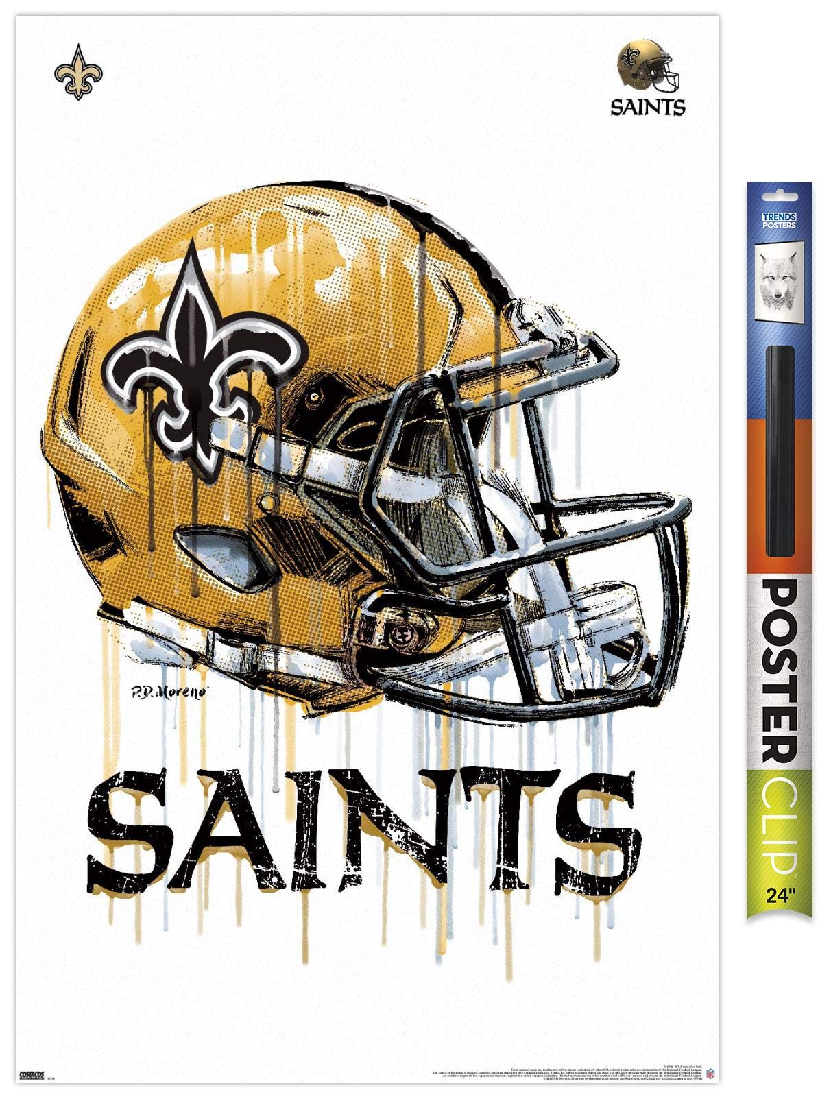Trends International NFL New Orleans Saints Helmet 20 Wall Poster, 22.375 x Poster & Clip Bundle, Everything Else