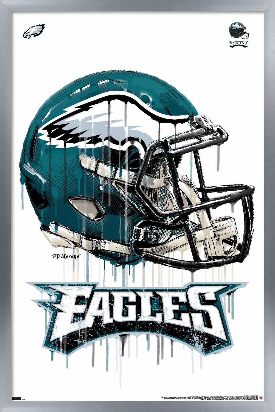 NFL Philadelphia Eagles Helmet 20 Wall Poster, 14.725 x 22. Framed