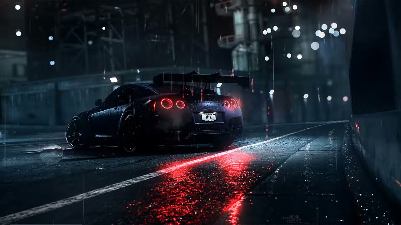 Nissan GT R Night rain Live Wallpaper