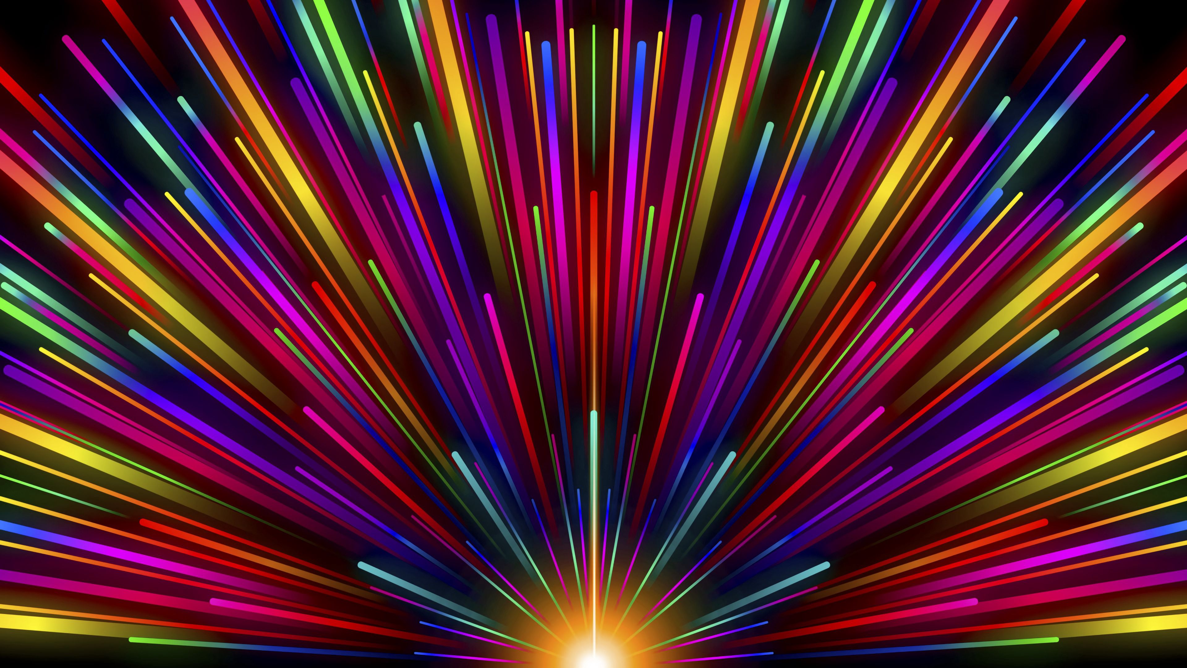 Download wallpaper 3840x2160 rays, stripes, multicolored, glow, rainbow 4k uhd 16:9 HD background