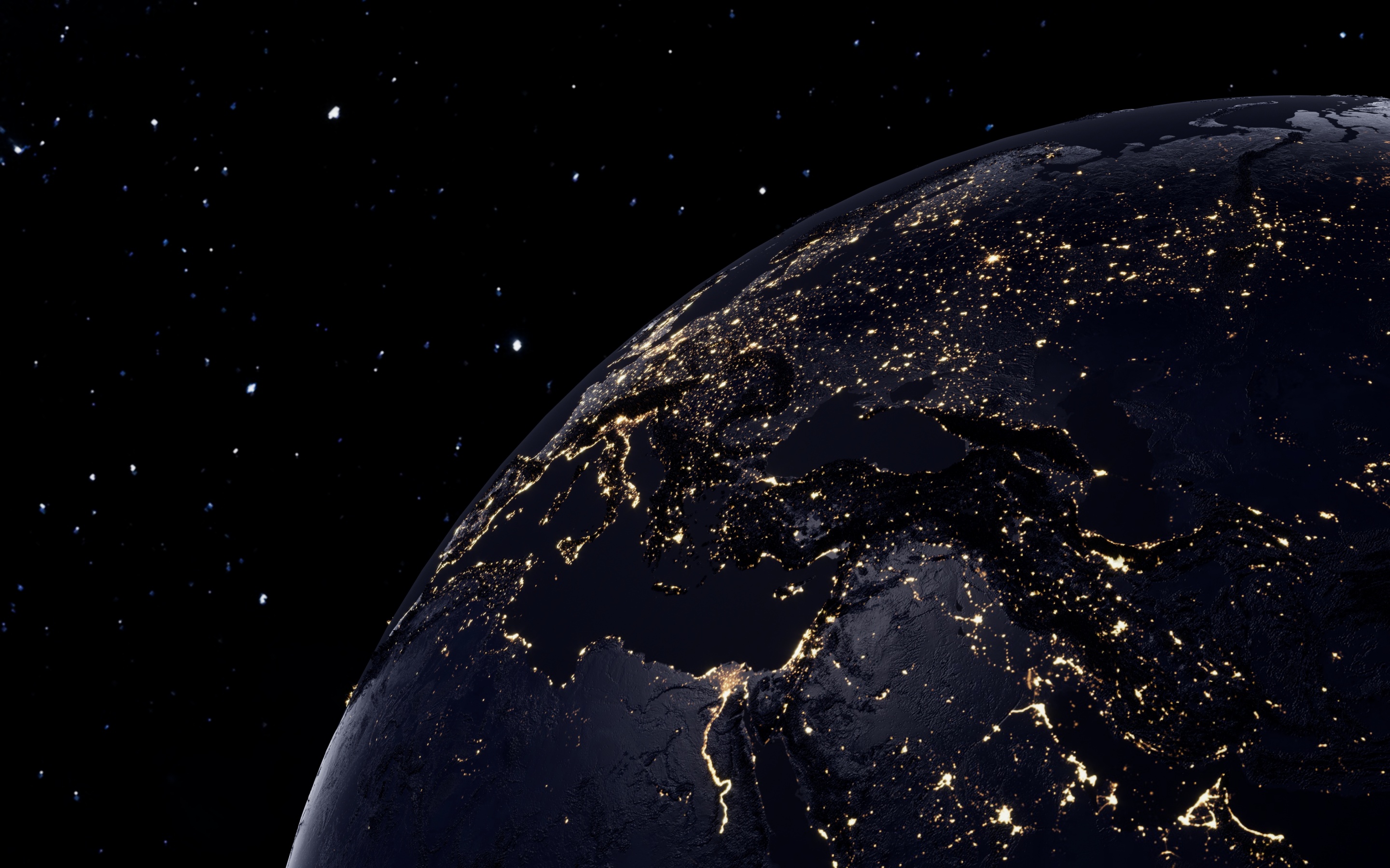 Planet Earth Wallpaper 4K, Night view