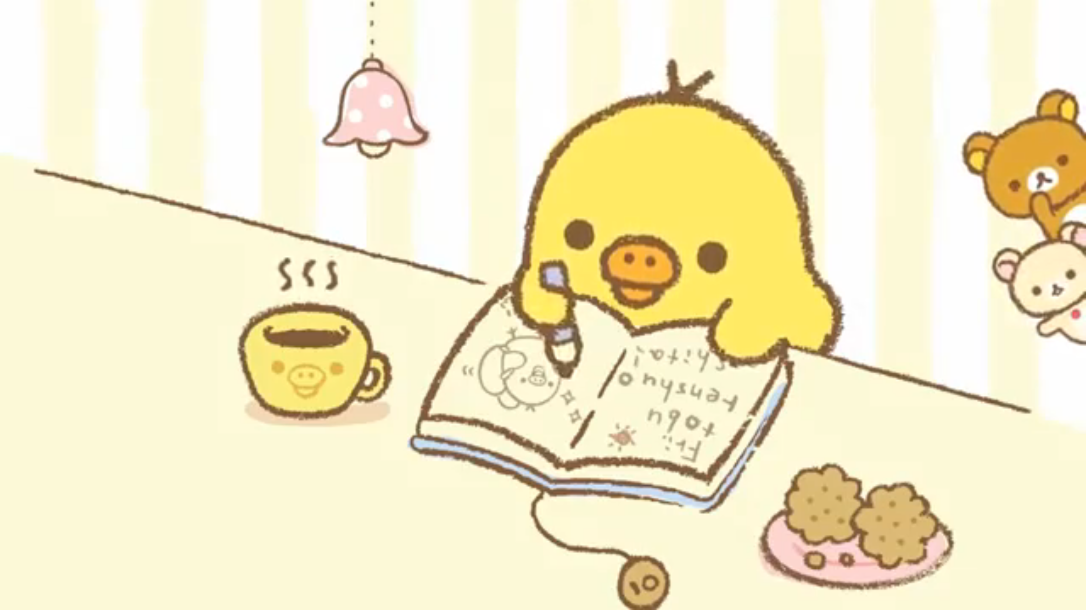 Kiiroitori diary (๑>◡<๑) #Rilakkuma #Korilakkuma. Rilakkuma wallpaper, Kawaii wallpaper, Cute cartoon wallpaper