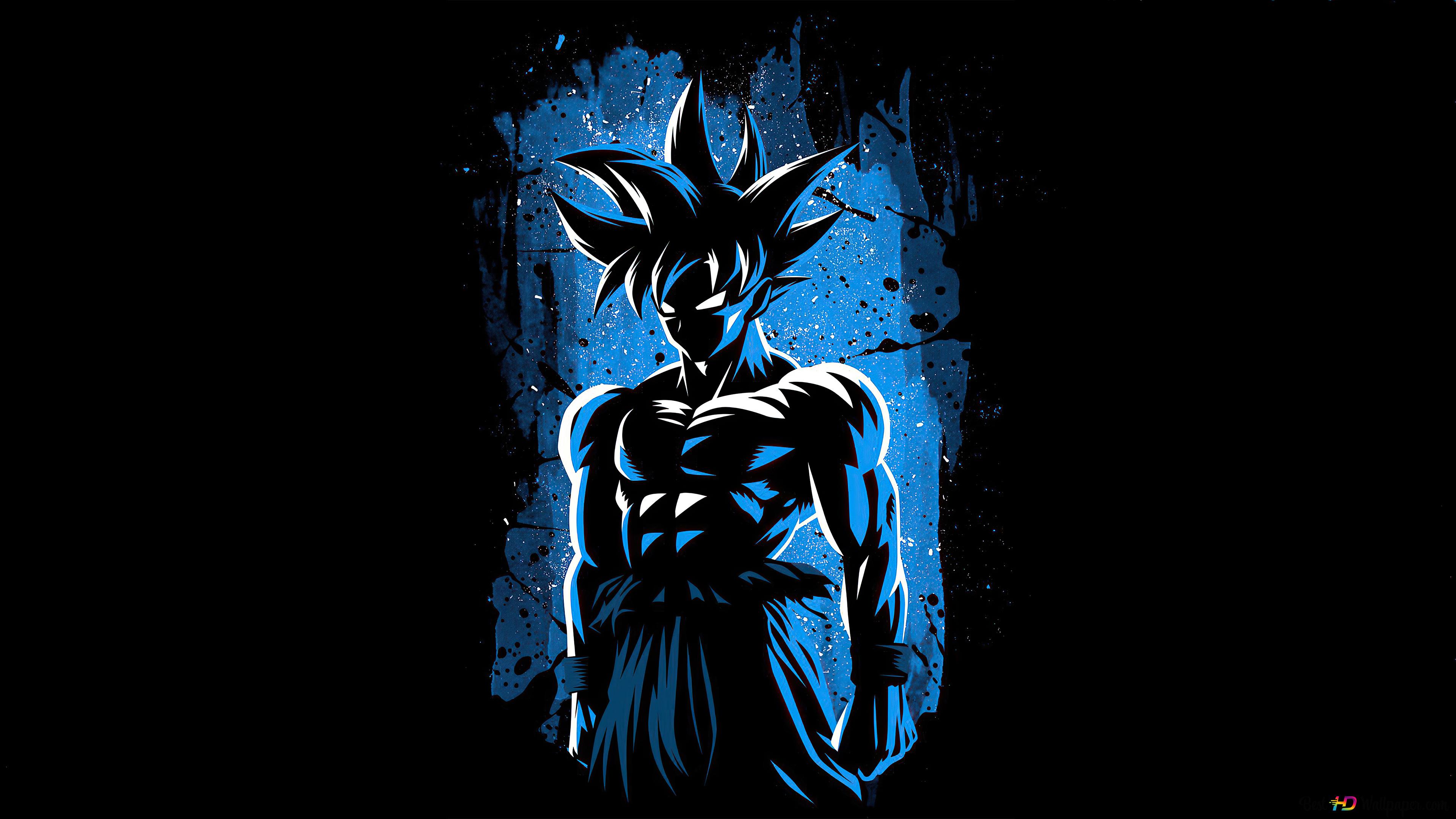 Goku, dark blue shadow 4K wallpaper download
