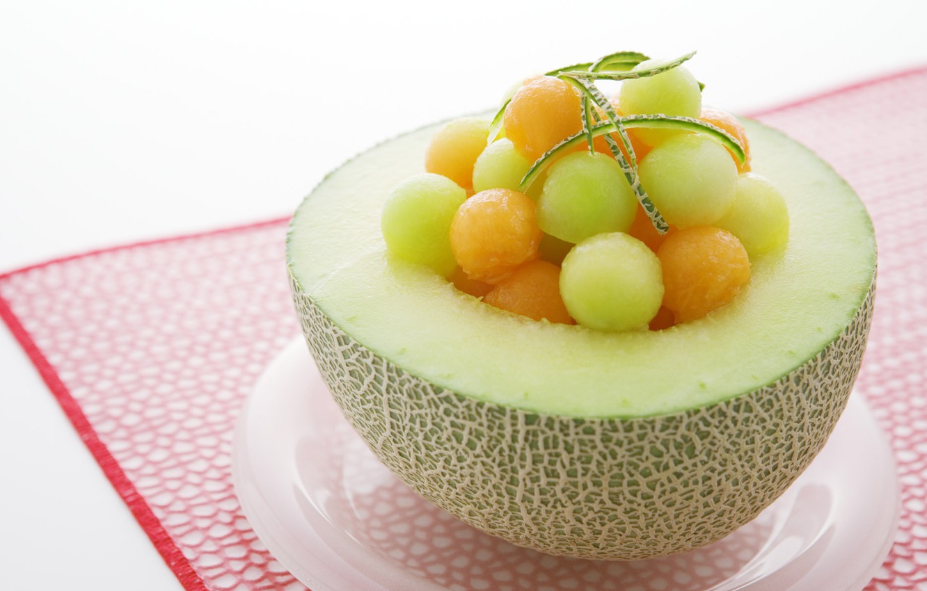 Wallpaper background, food, plate, grapes, fruit, melon image for desktop, section еда