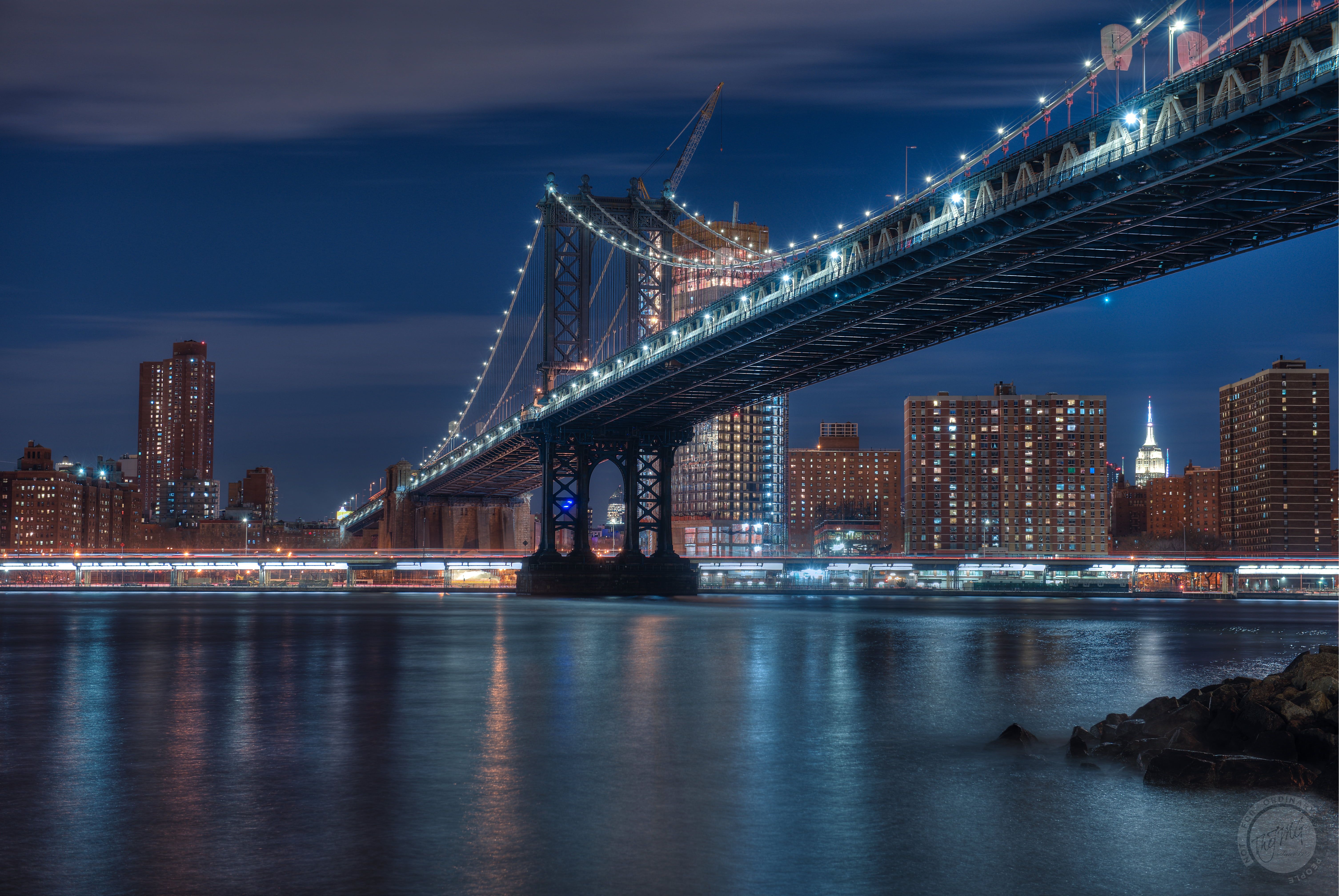 painting of Manhattan Bridge with lights during nighttime, manhattan bridge Manhattan Bridge #painting #l. City illustration, New york wallpaper, Bridge wallpaper
