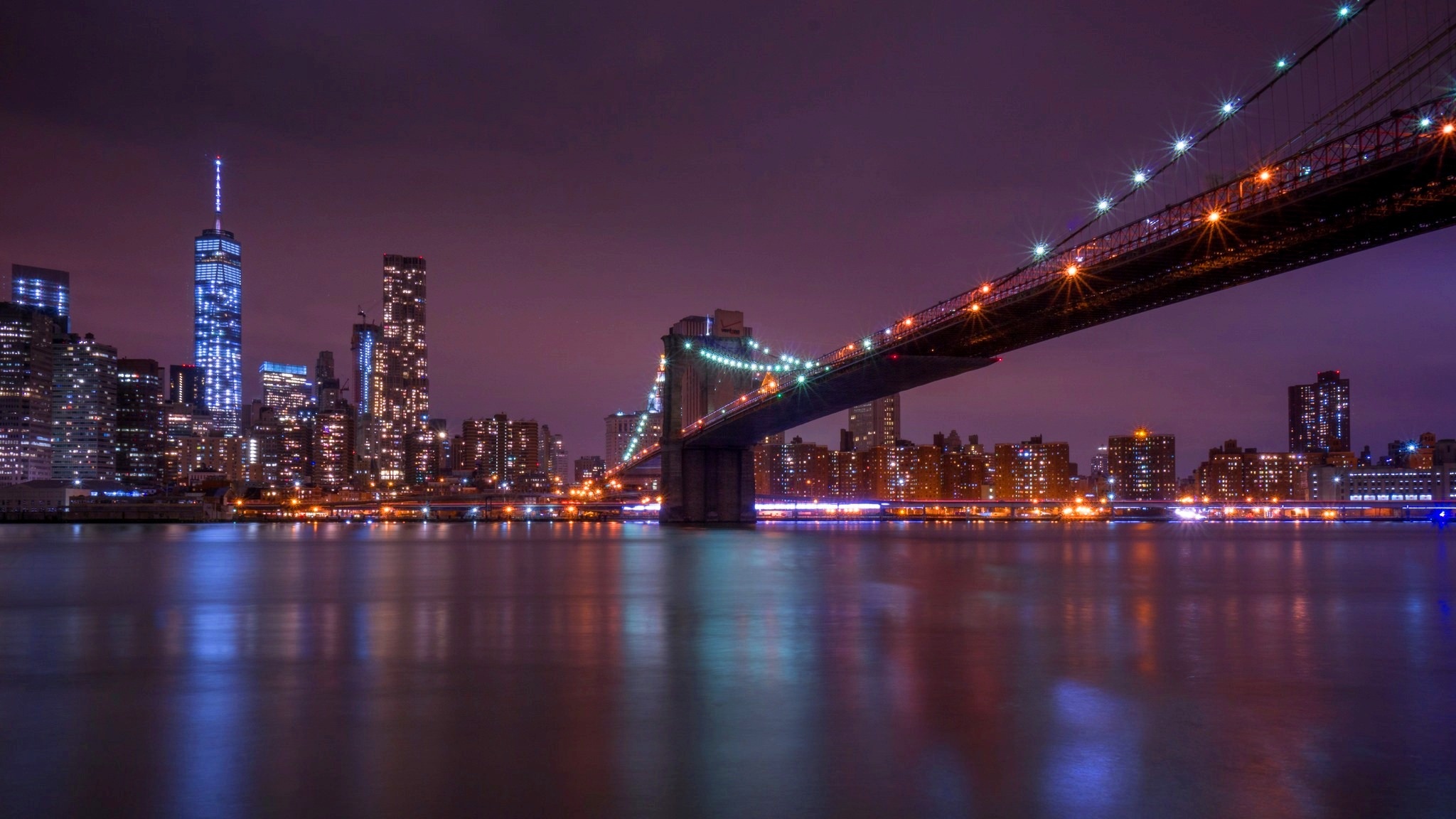 Wallpaper Bridge Over Water During Night Time, Background Free Image