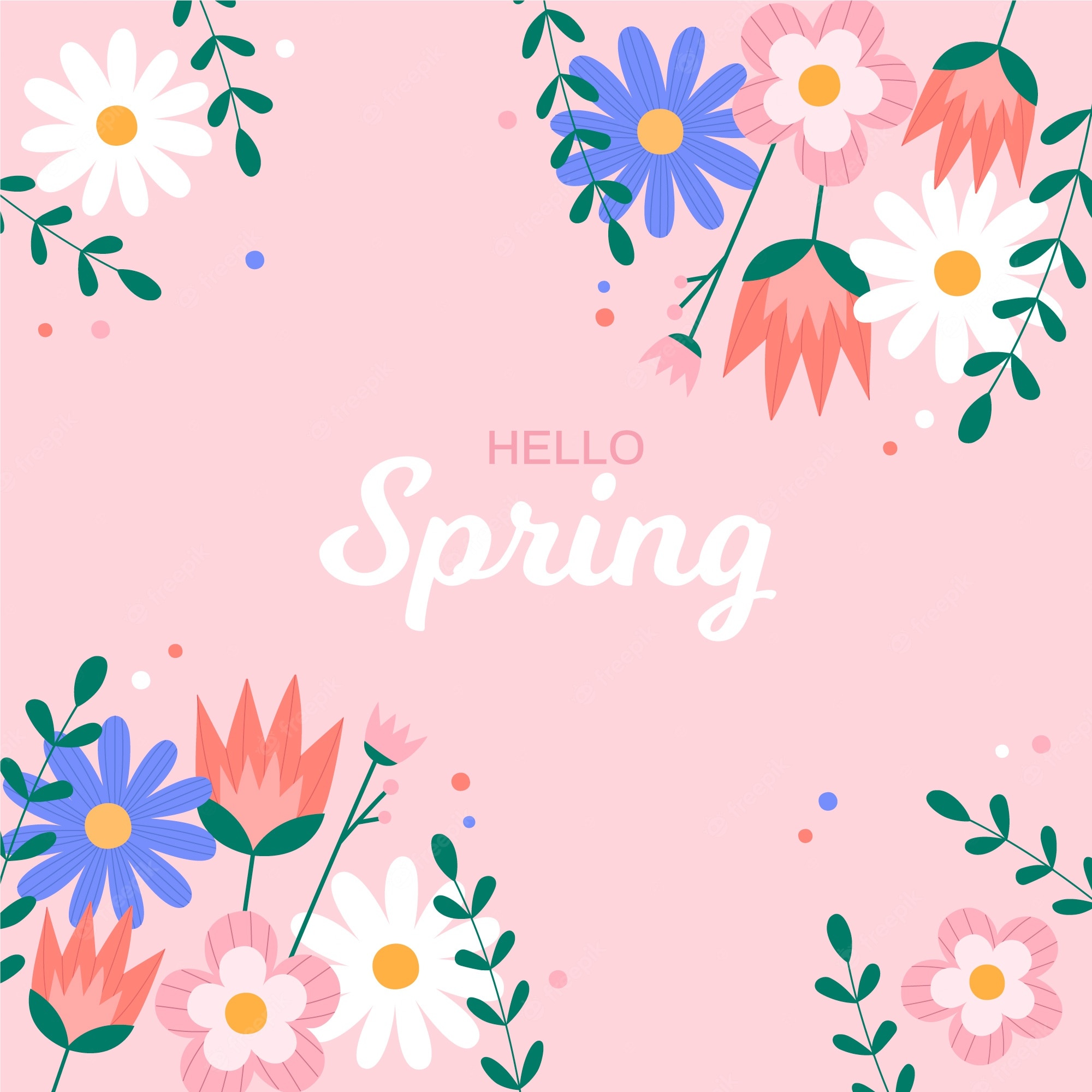 Free Vector. Hello spring colorful wallpaper