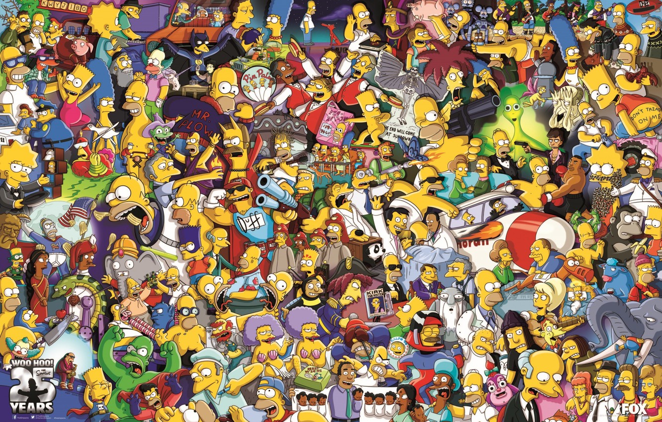 Wallpaper Poster, The Simpsons, 25 Years, The cartoon characters, 25th Anniversary, The simpsons, Poster image for desktop, section фильмы