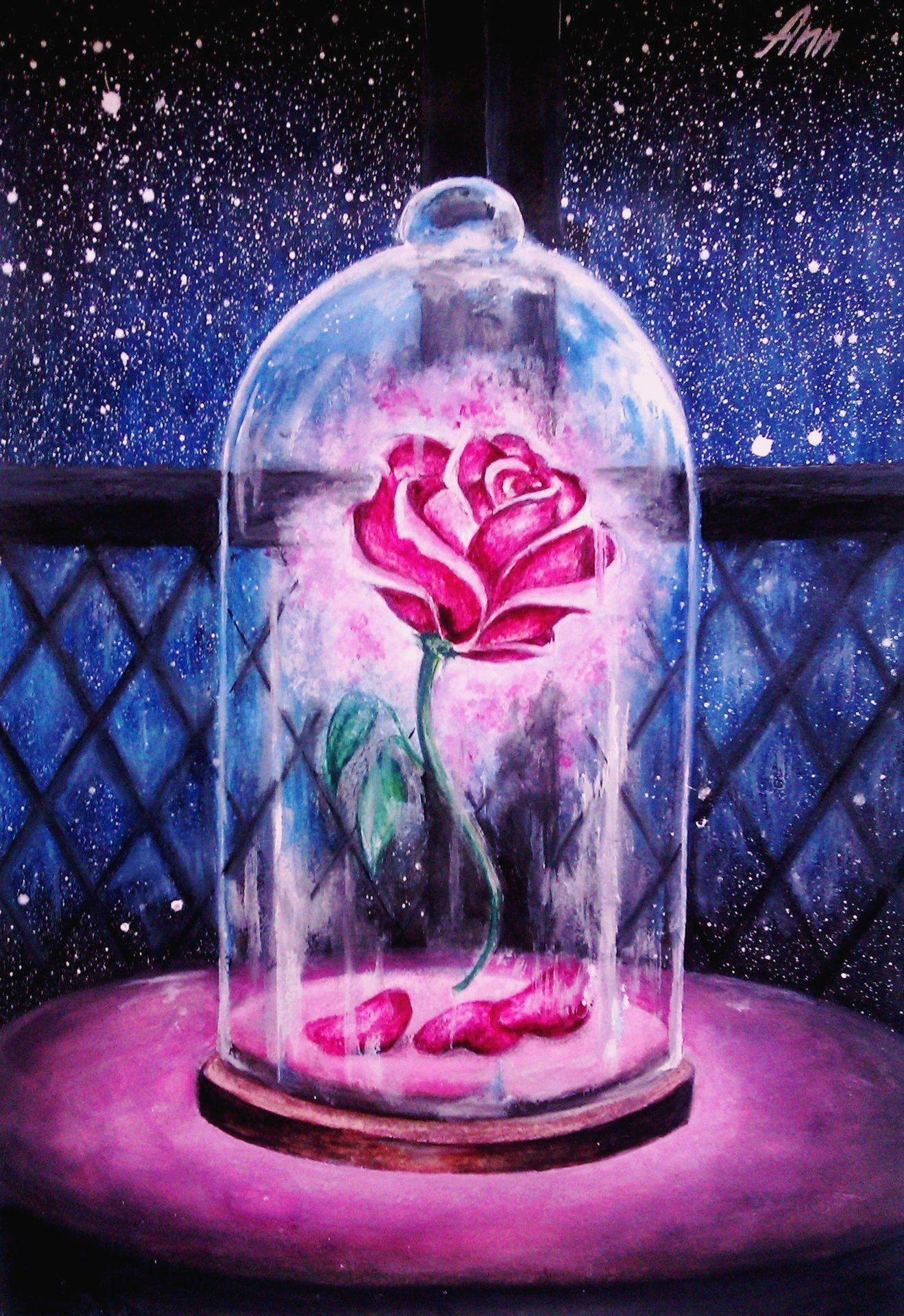 Download Beauty And The Beast Rose Magical Painting Wallpaper