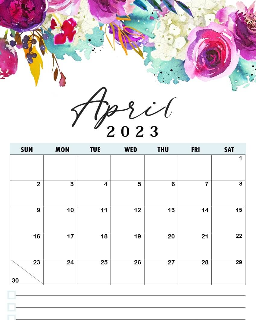 Cute April 2023 Calendar Floral Wallpaper