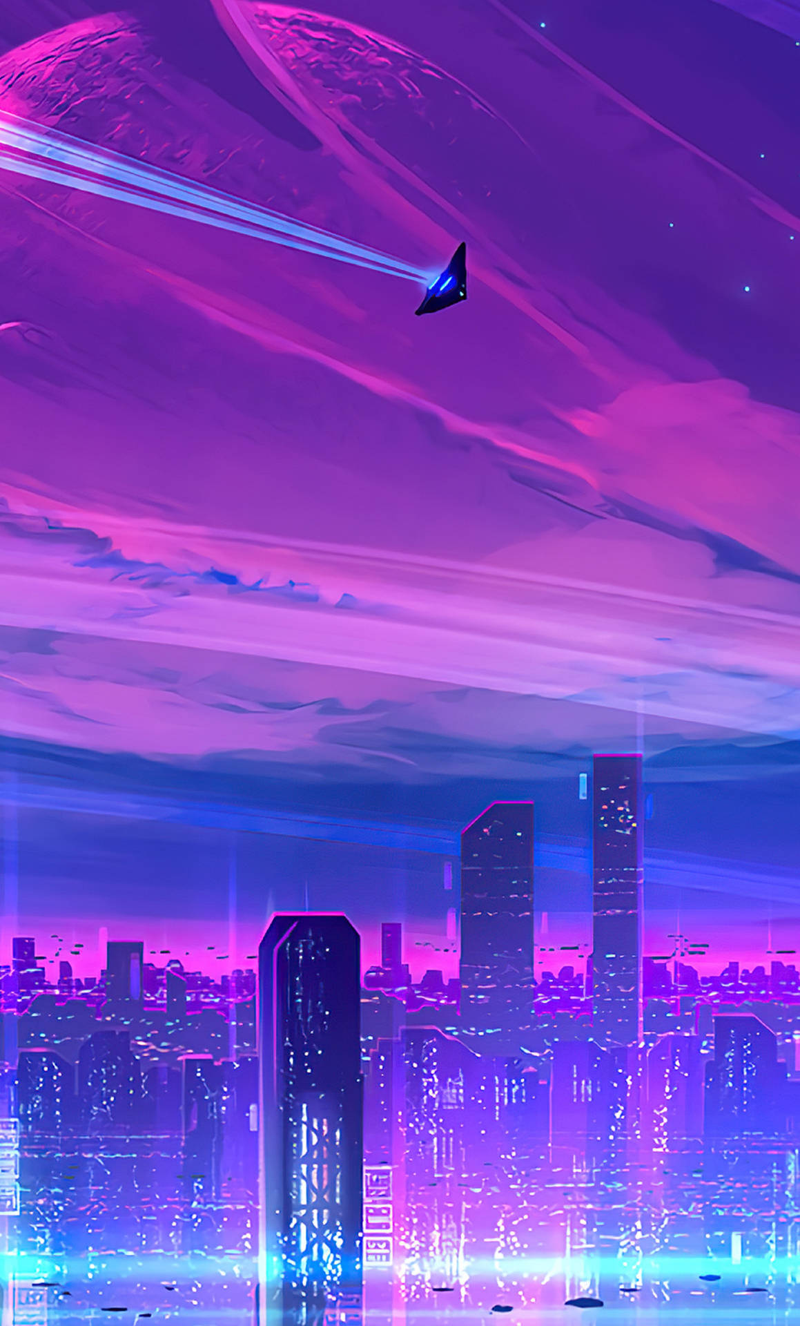 Download 4k Neon iPhone Jet In Neon City Wallpaper