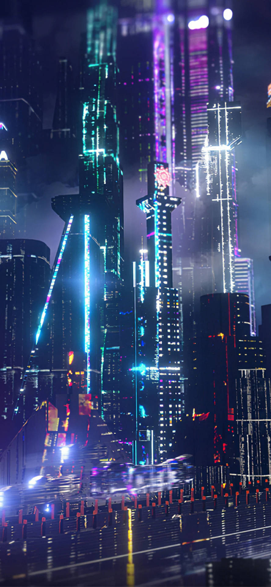 Download Neon City Lights Cyberpunk iPhone X Wallpaper