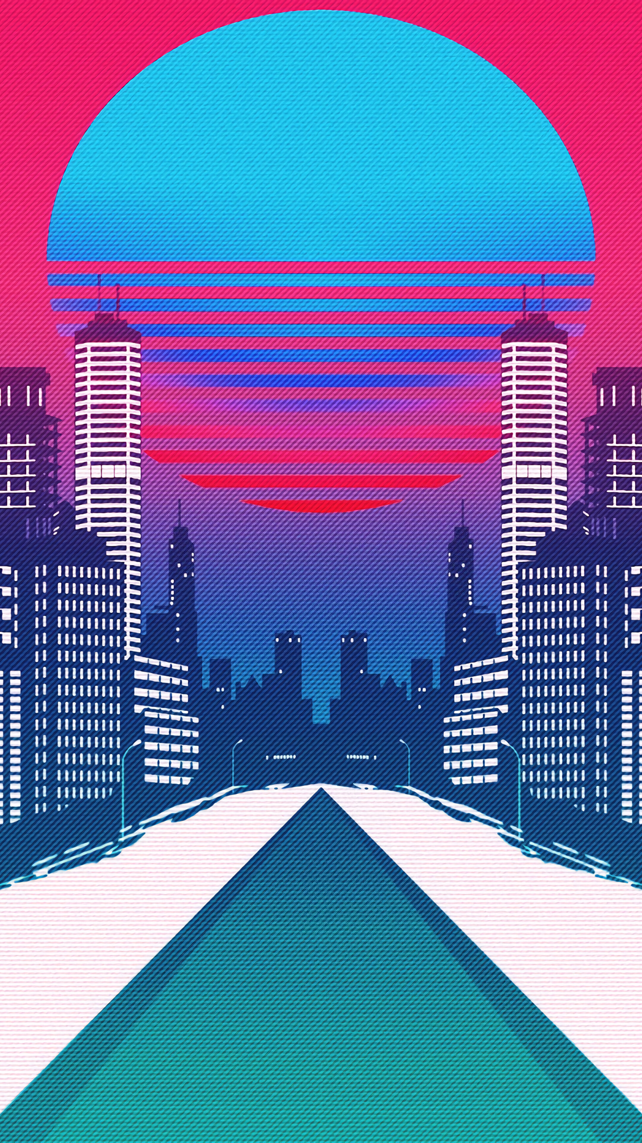 Minimalist, Neon, City, Landscape, Digital Art, 4k Gallery HD Wallpaper