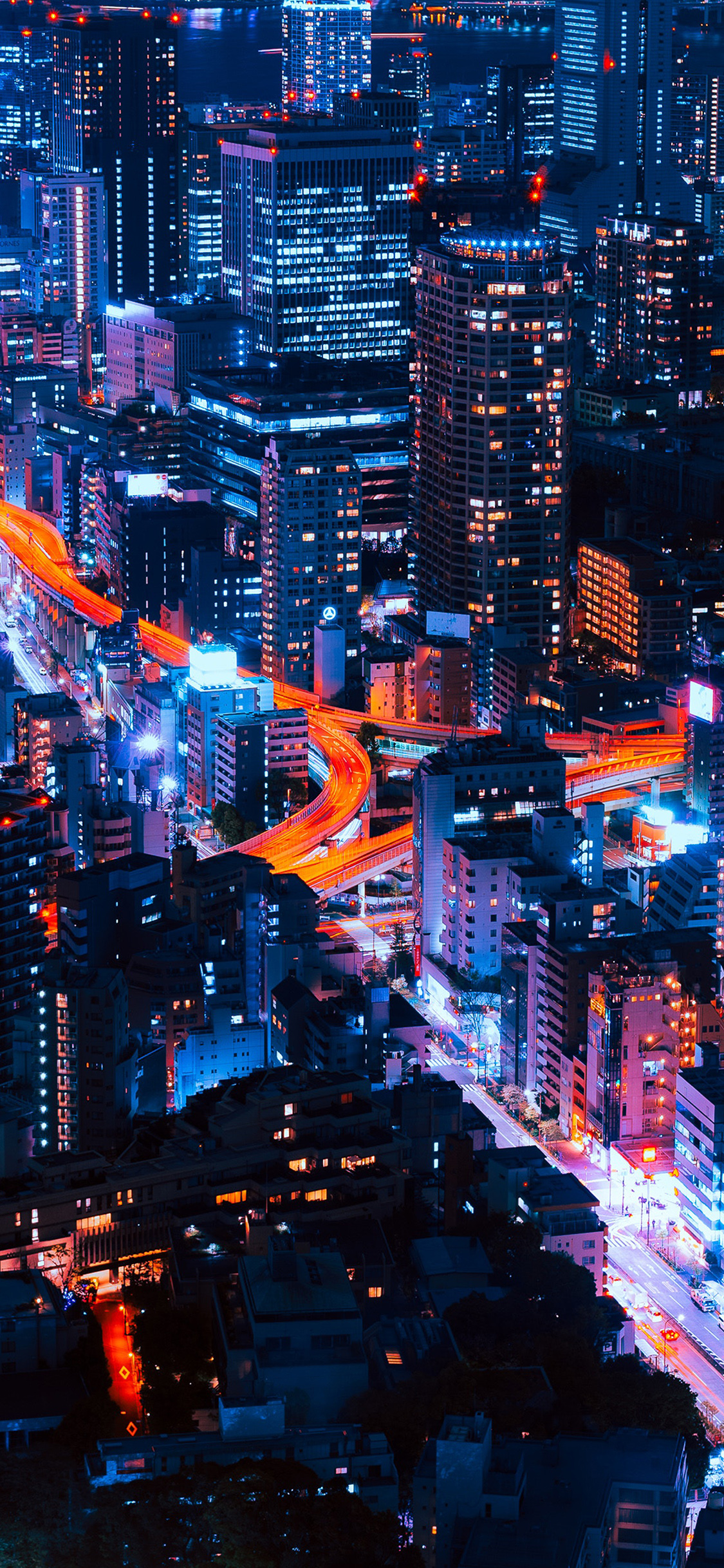 iPhone X wallpaper. pastel city blue red night nature