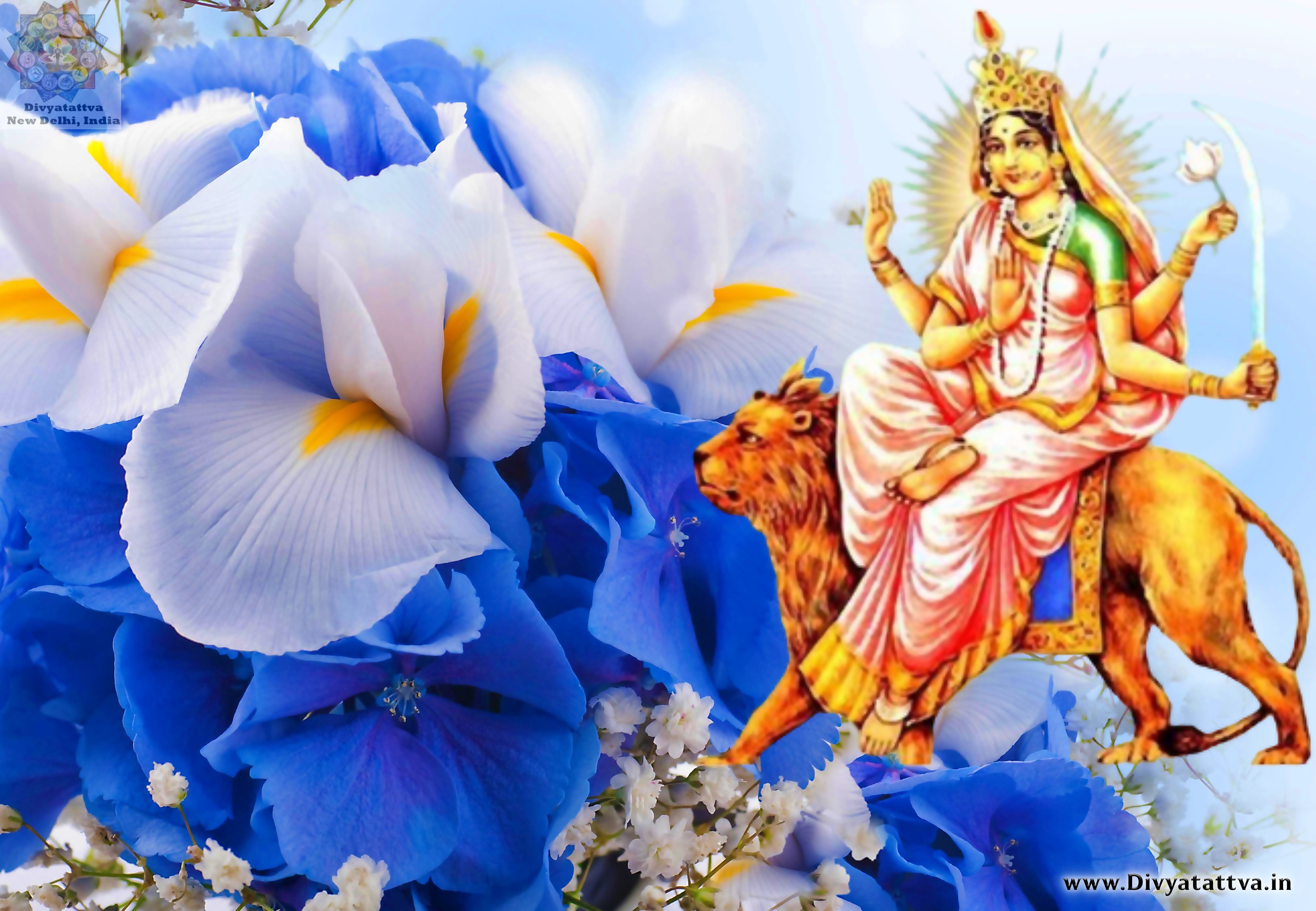 Hindu Tantra Goddess Katyayani Devi 4K HD Wallpaper With Mantra