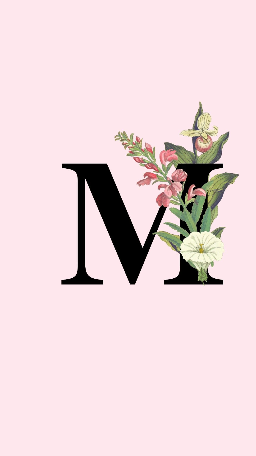 Letter M Phone Wallpaper. Pôster floral, Papel de parede brilhante, Papel de parede bonito para iphone