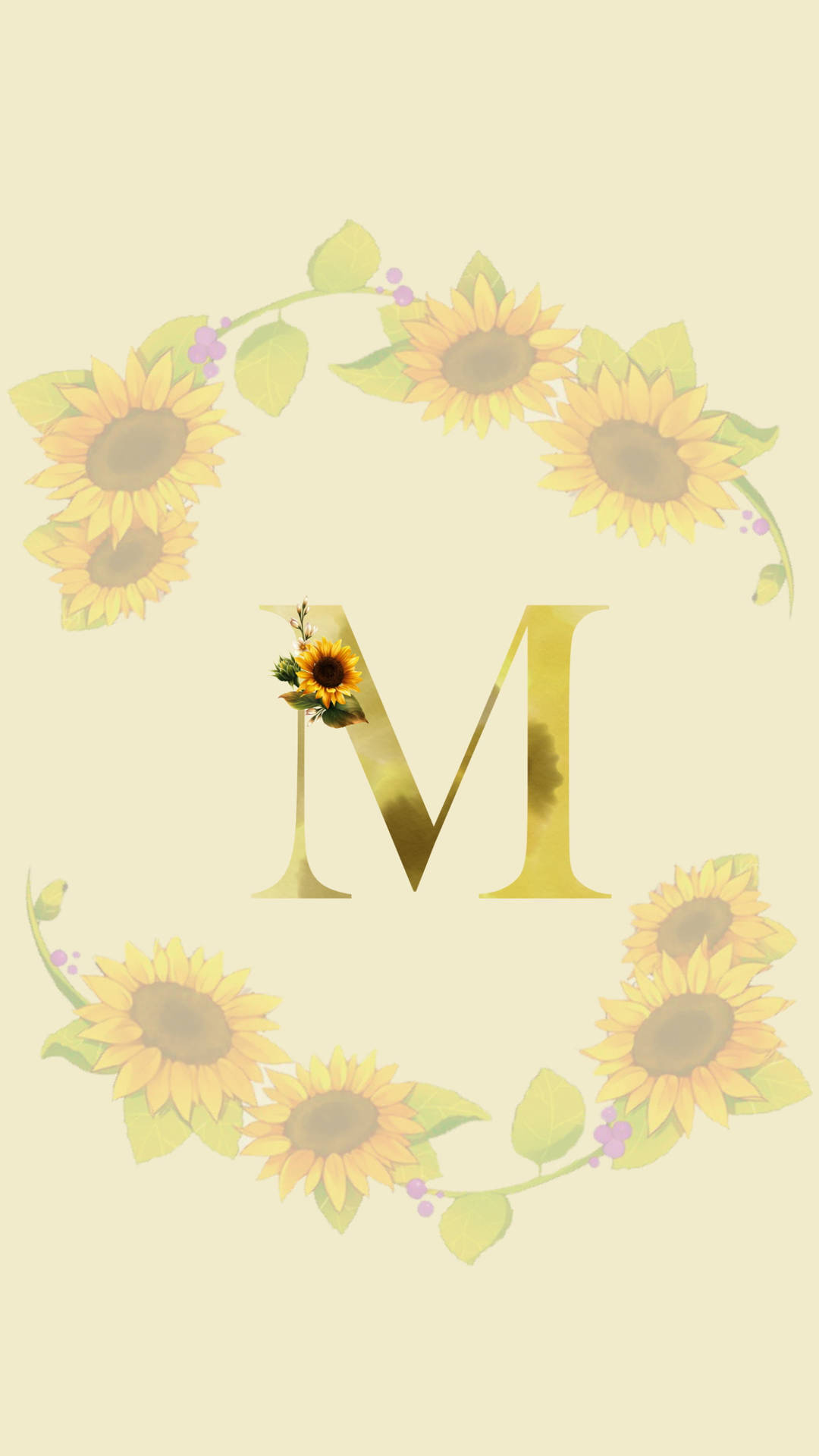 Download Letter M Sunflower Wallpaper