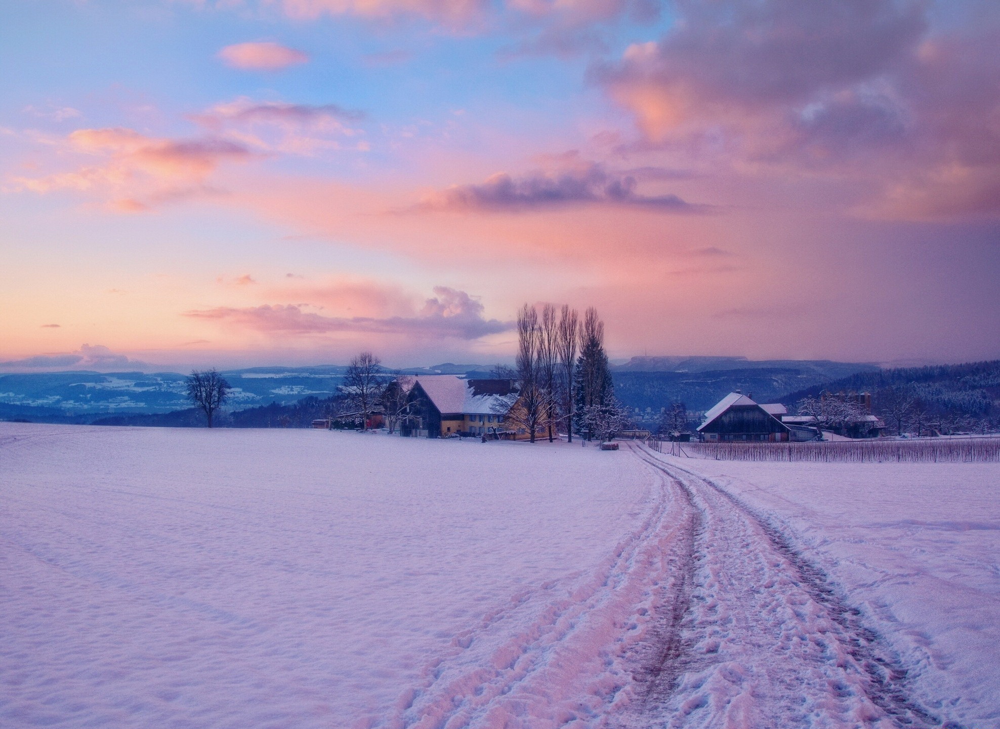 Winter Farm Wallpaper