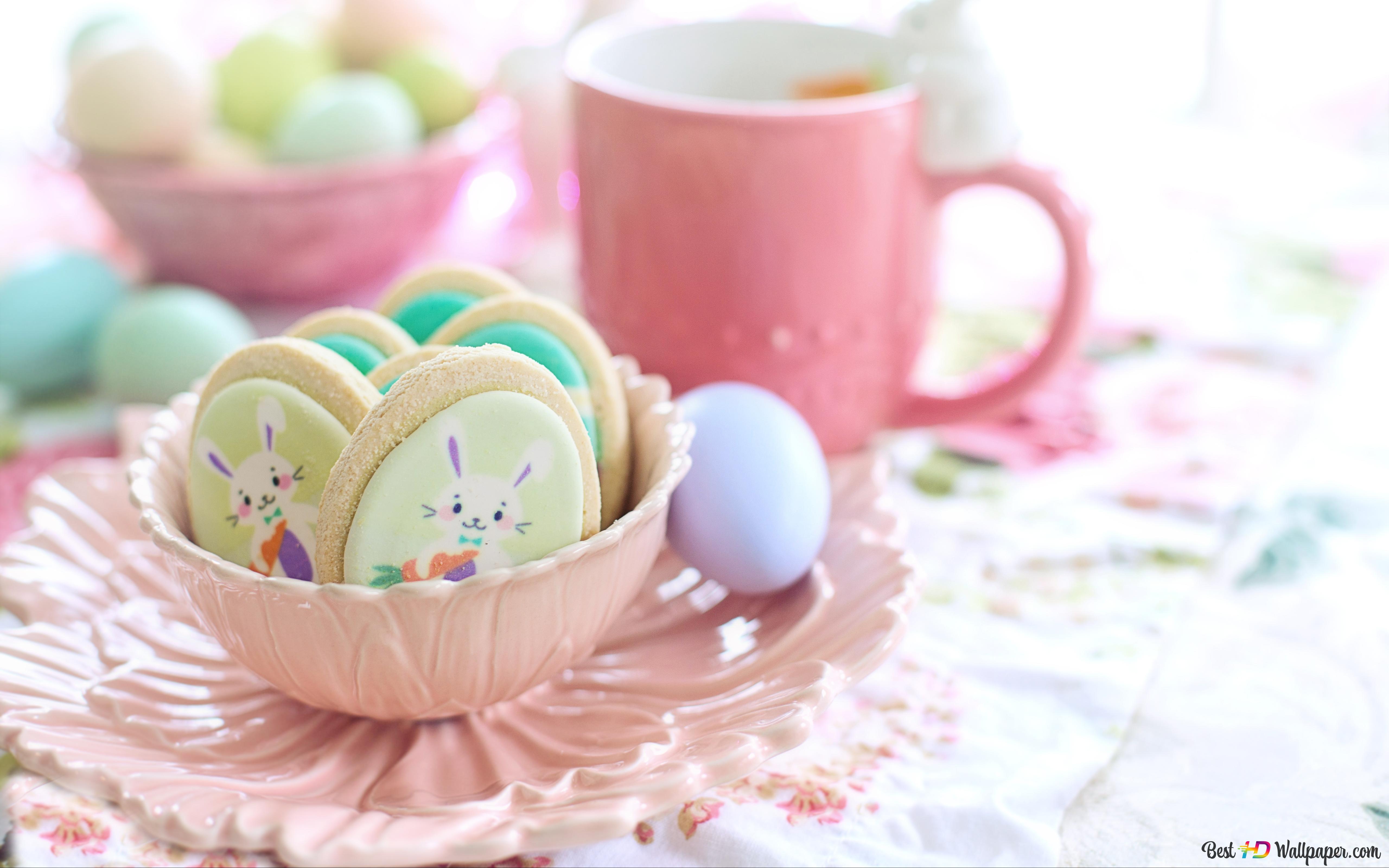Easter Time Cute Bunny Cookies 4K wallpaper download