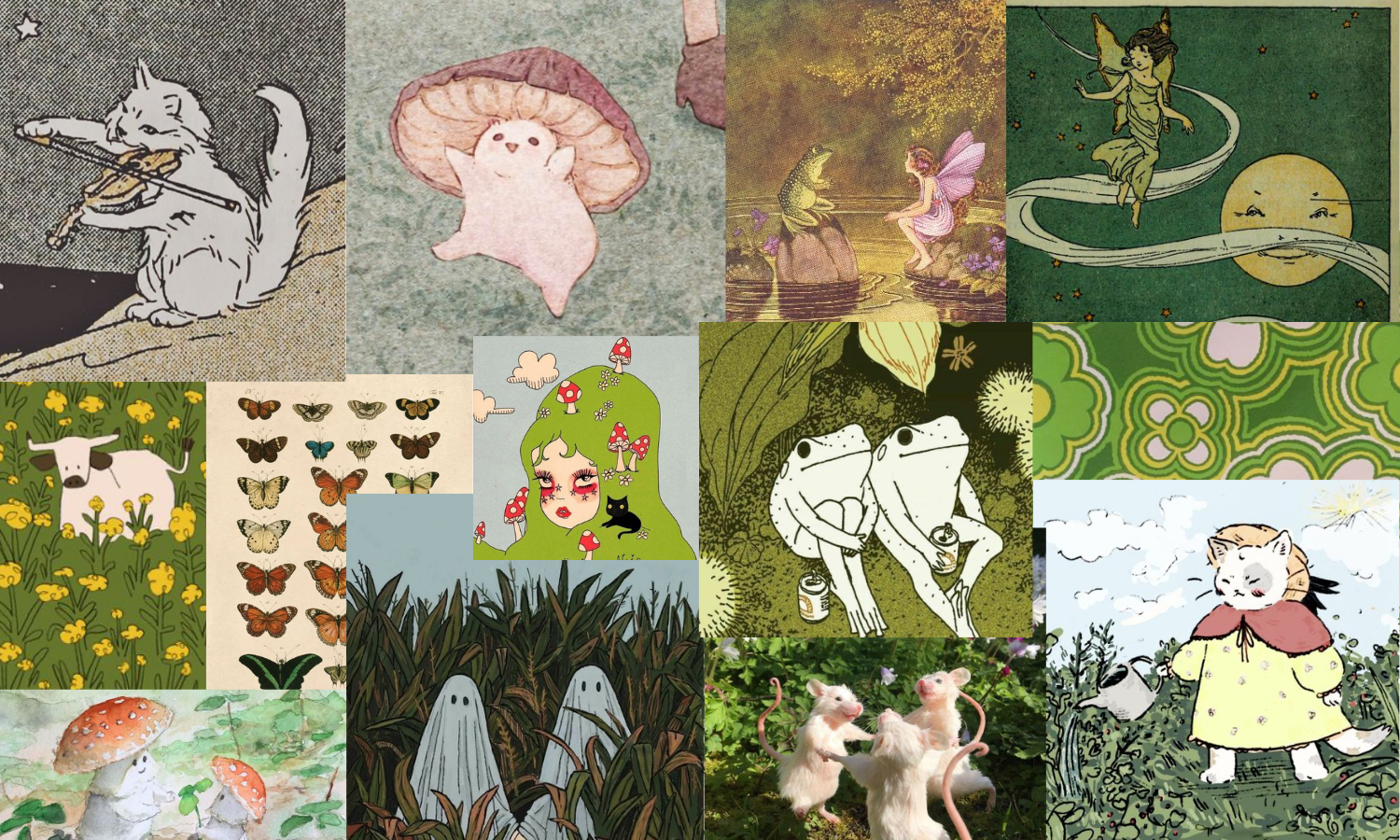 Green Hippie Indie Wallpaper Collage. Fairy Wallpaper, Frog Wallpaper, Pretty Wallpaper Iphone