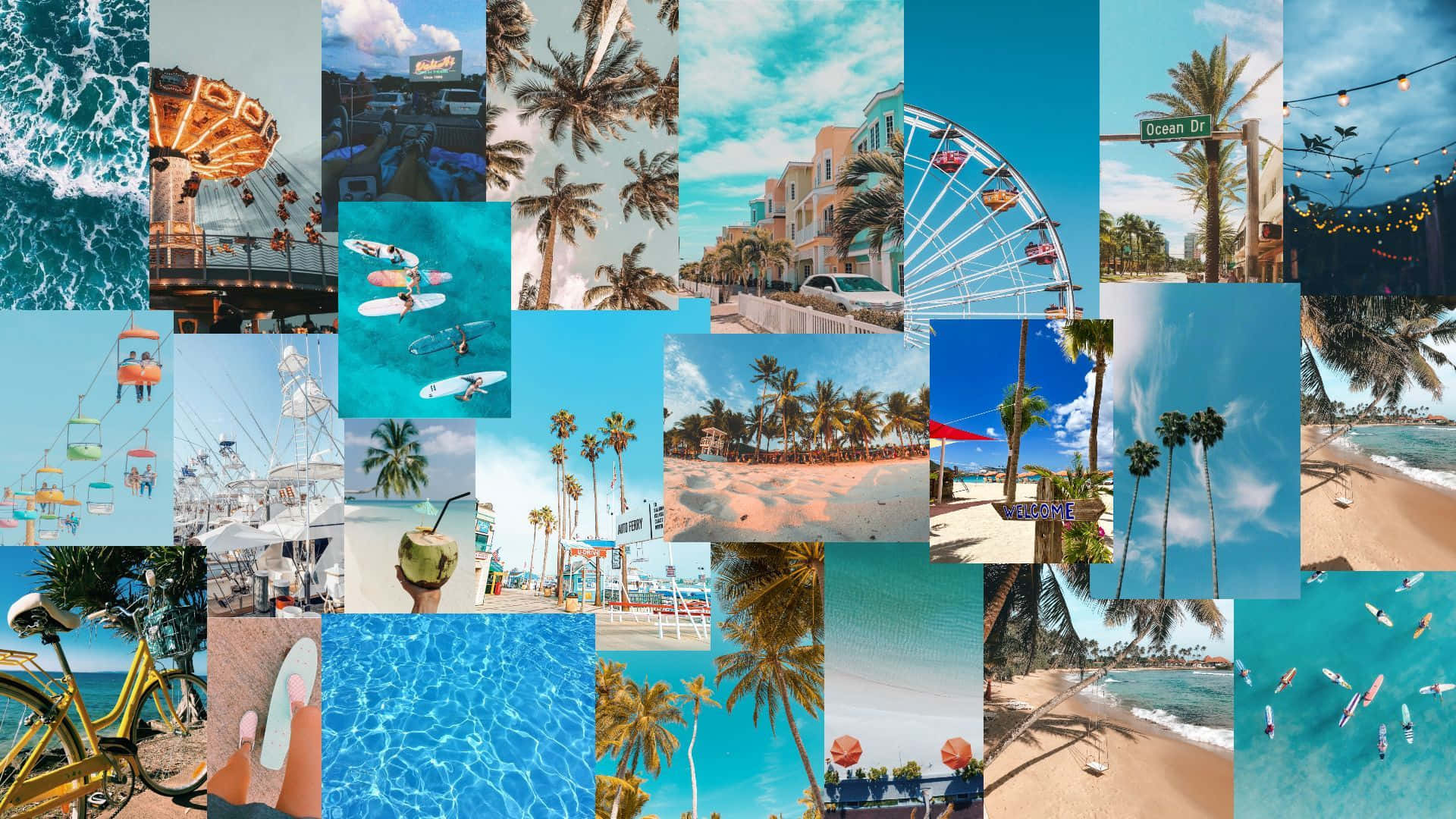 Download Collage Aesthetic Summer Laptop Beach Wallpaper