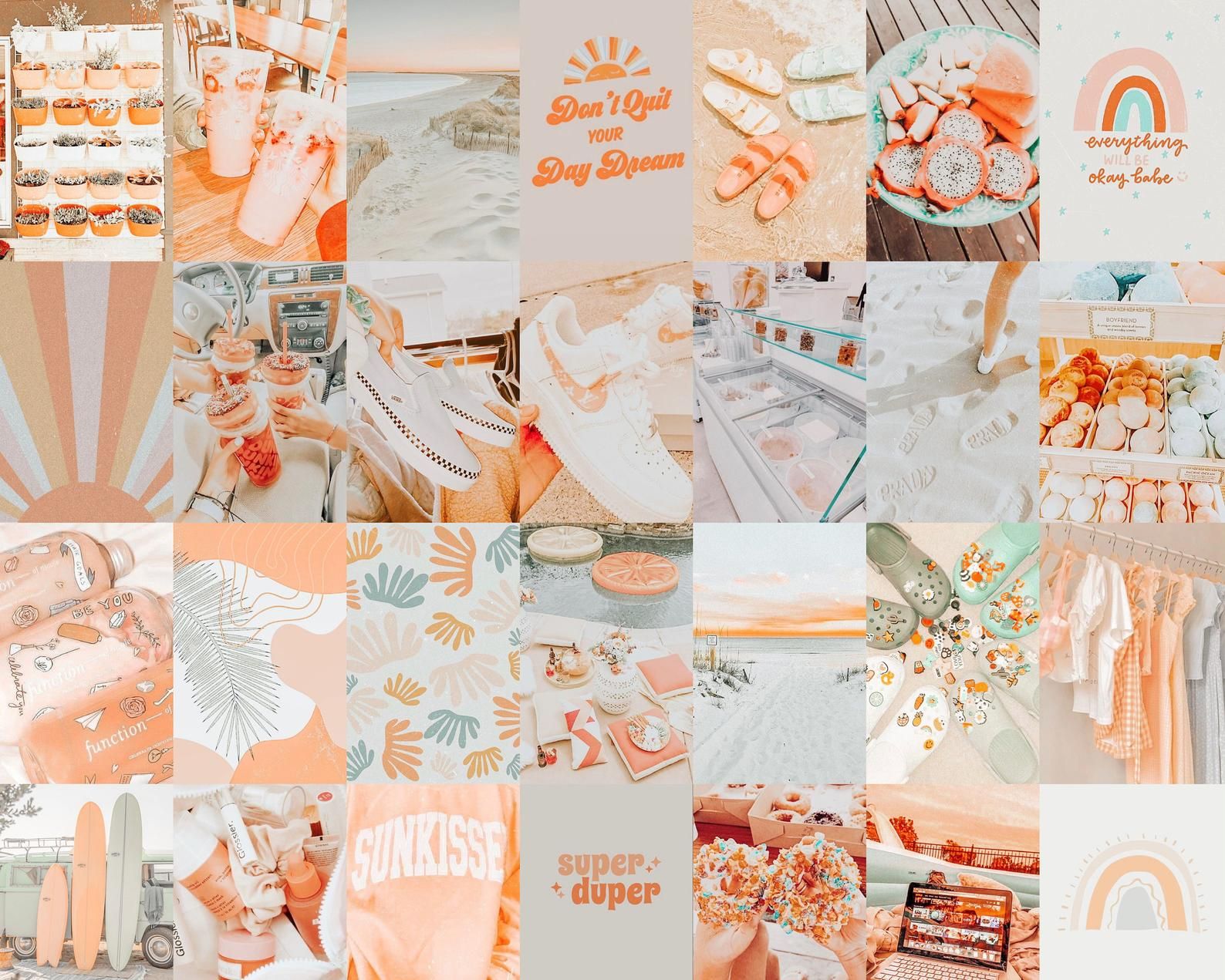 Peach Wall Collage Kit Beach Wall Collage Beachy Photo Wall. Beach wall collage, Peach wallpaper, Cute laptop wallpaper