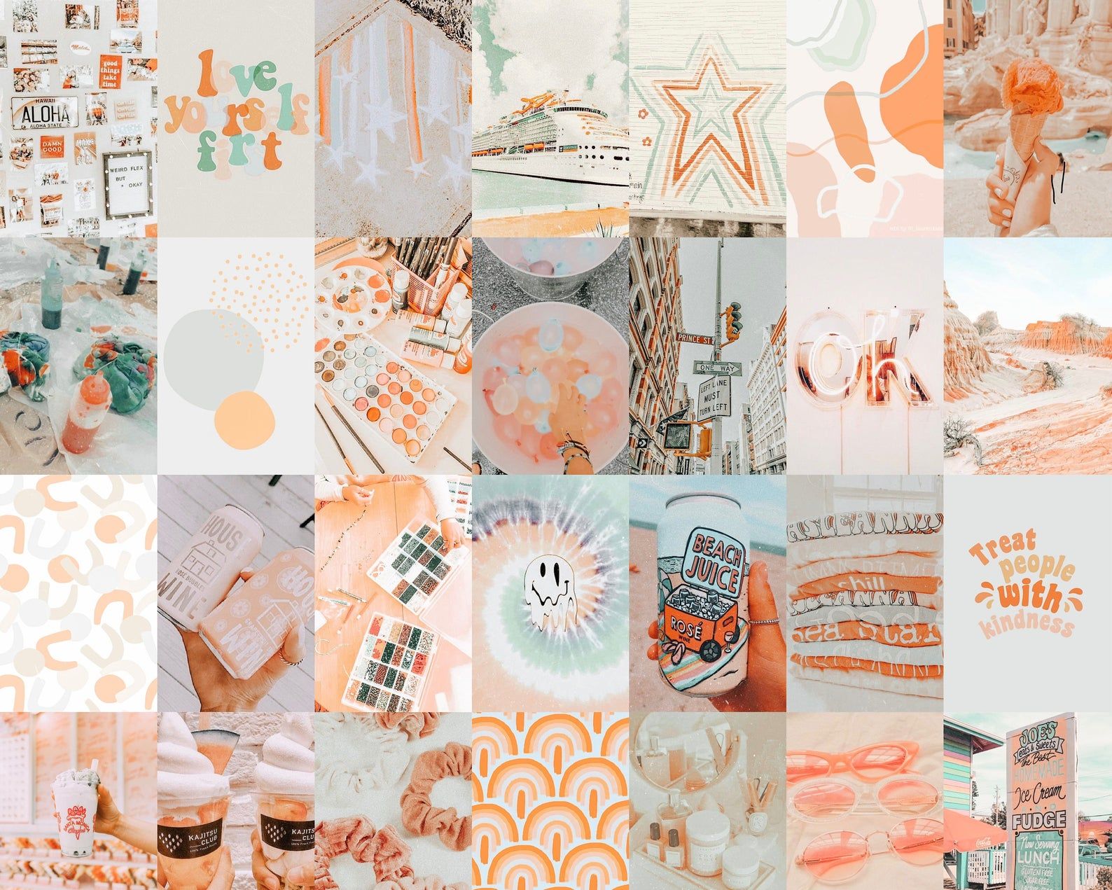 Peach Wall Collage Kit Beach Wall Collage Beachy Photo Wall. Beach wall collage, Printable wall collage, Wall collage