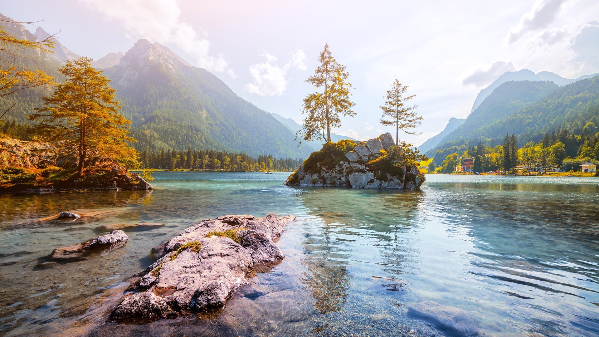 Germany, rocks, valley, mountains, summer, landscape, Lake Hintersee, nature, water ripples, forest Gallery HD Wallpaper