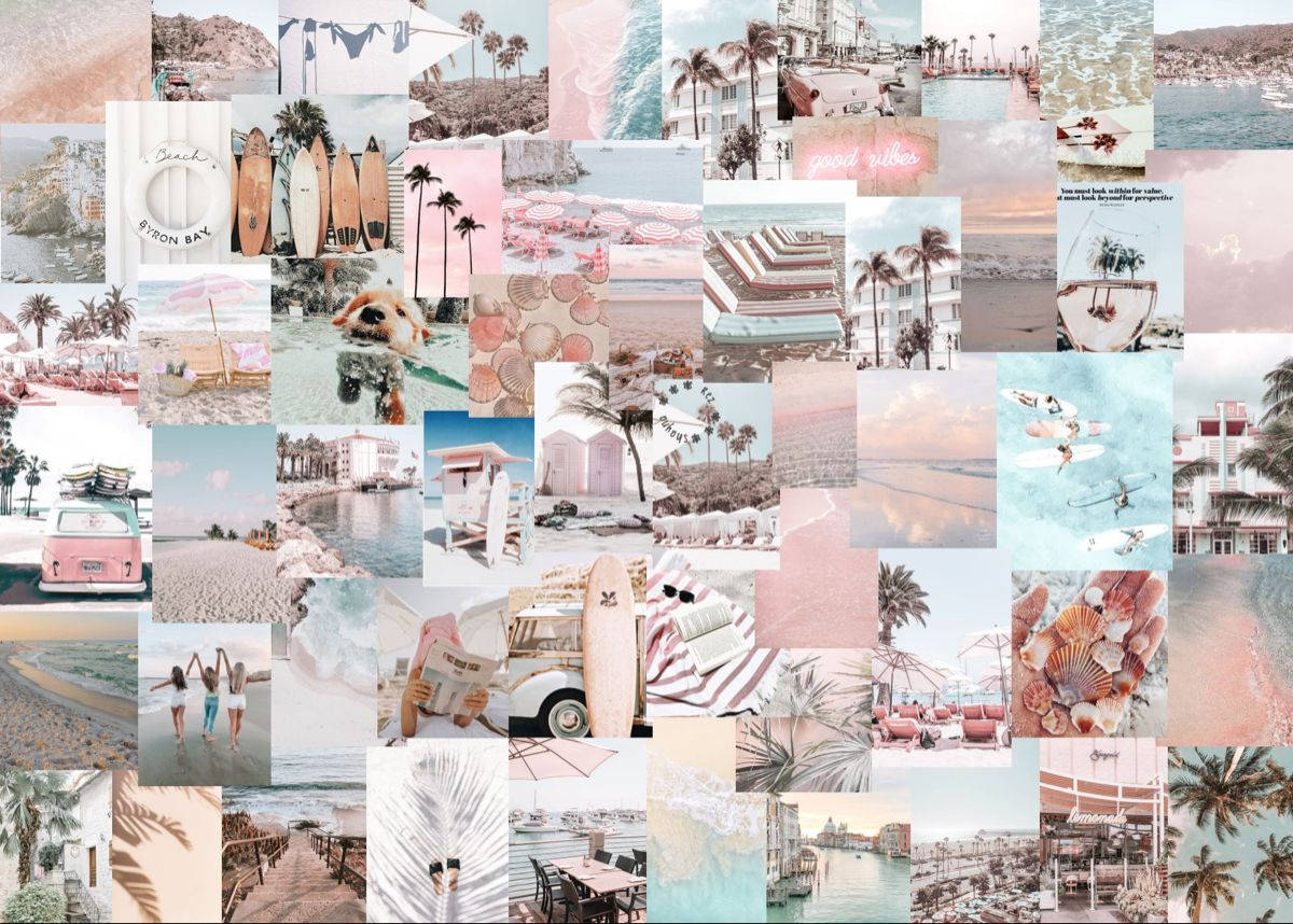 Download Pink Summer Vibes Aesthetic Collage Laptop Wallpaper