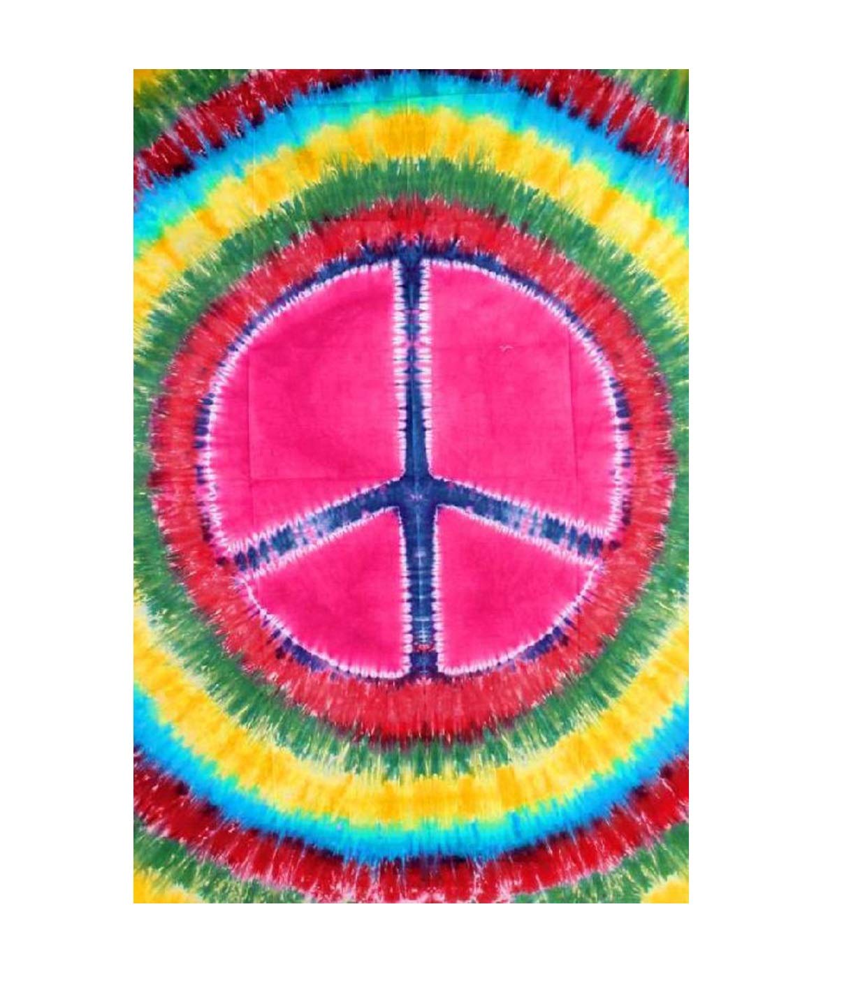 Multi Color Tie Dye Peace Sign Tapestry X 82, Home & Kitchen