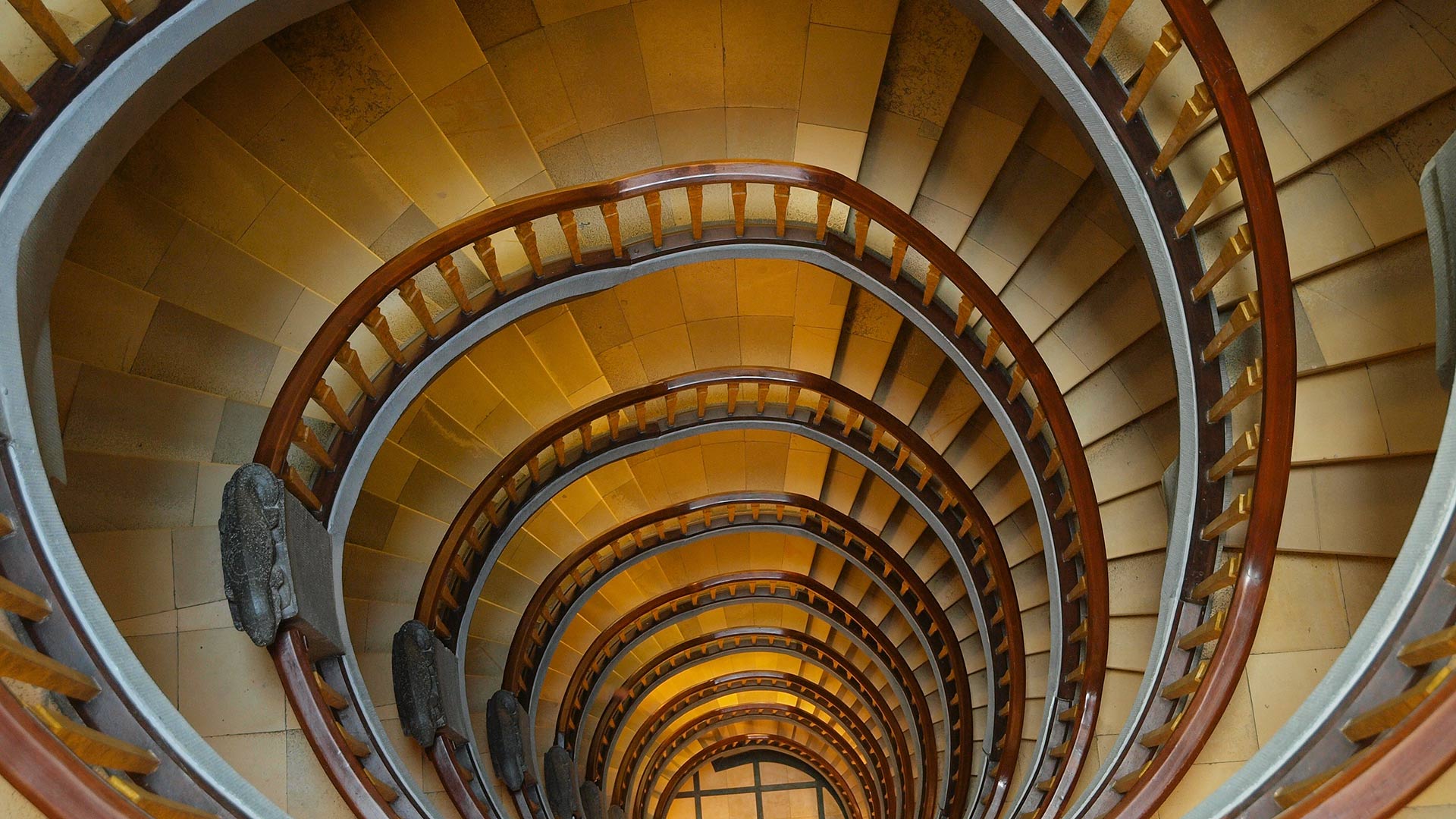 A spiral staircase in Hamburg, Germany