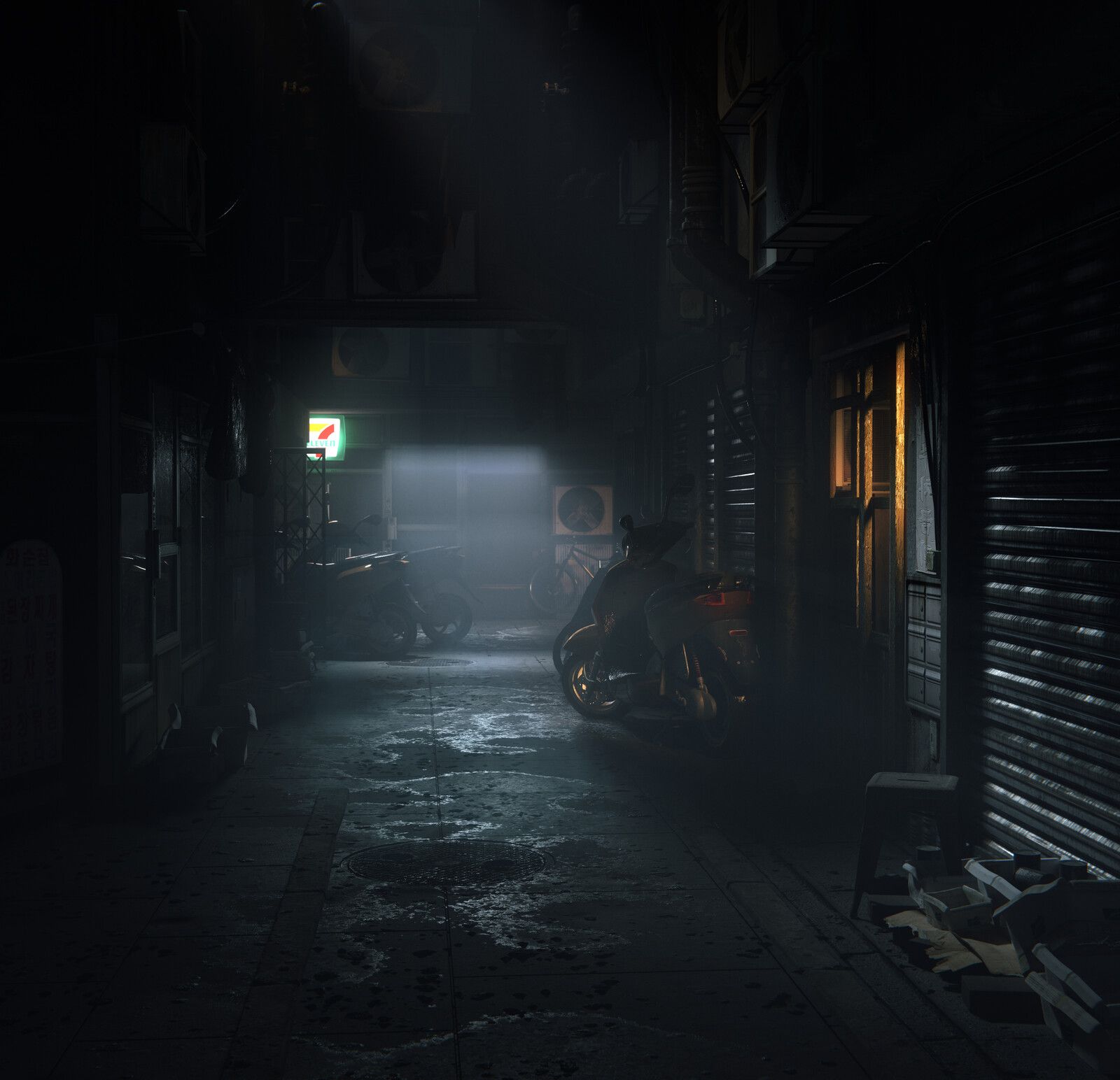 Explore. Dark alleyway, Dark city, Anime background