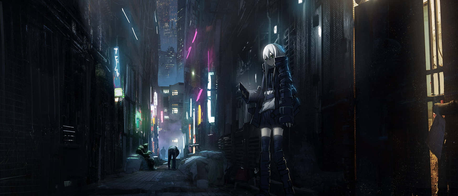 Download Night Scenery In Dark Aesthetic Anime Wallpaper
