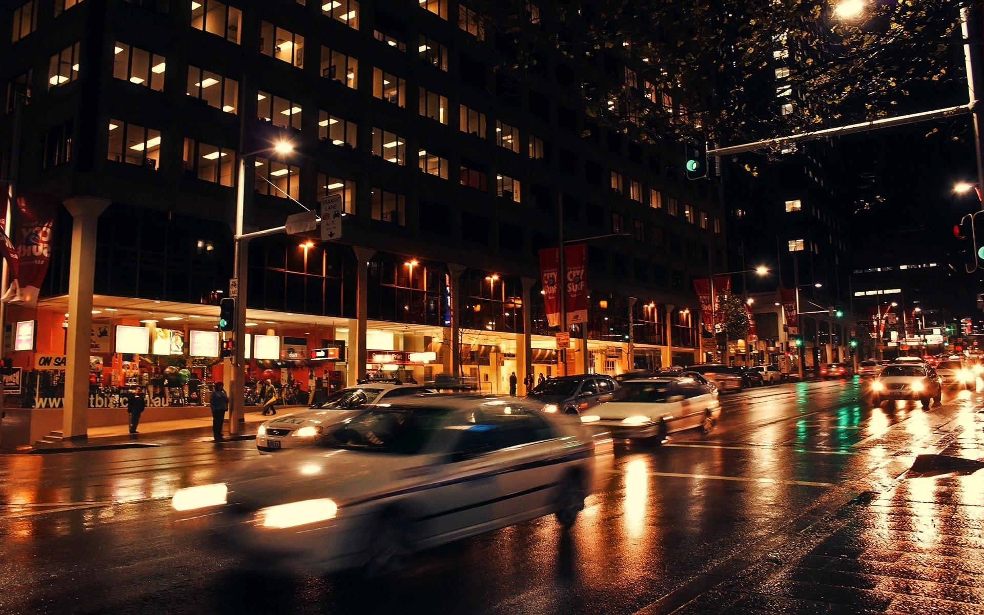 Wallpaper, city, night, street, lights, cars 1920x1200