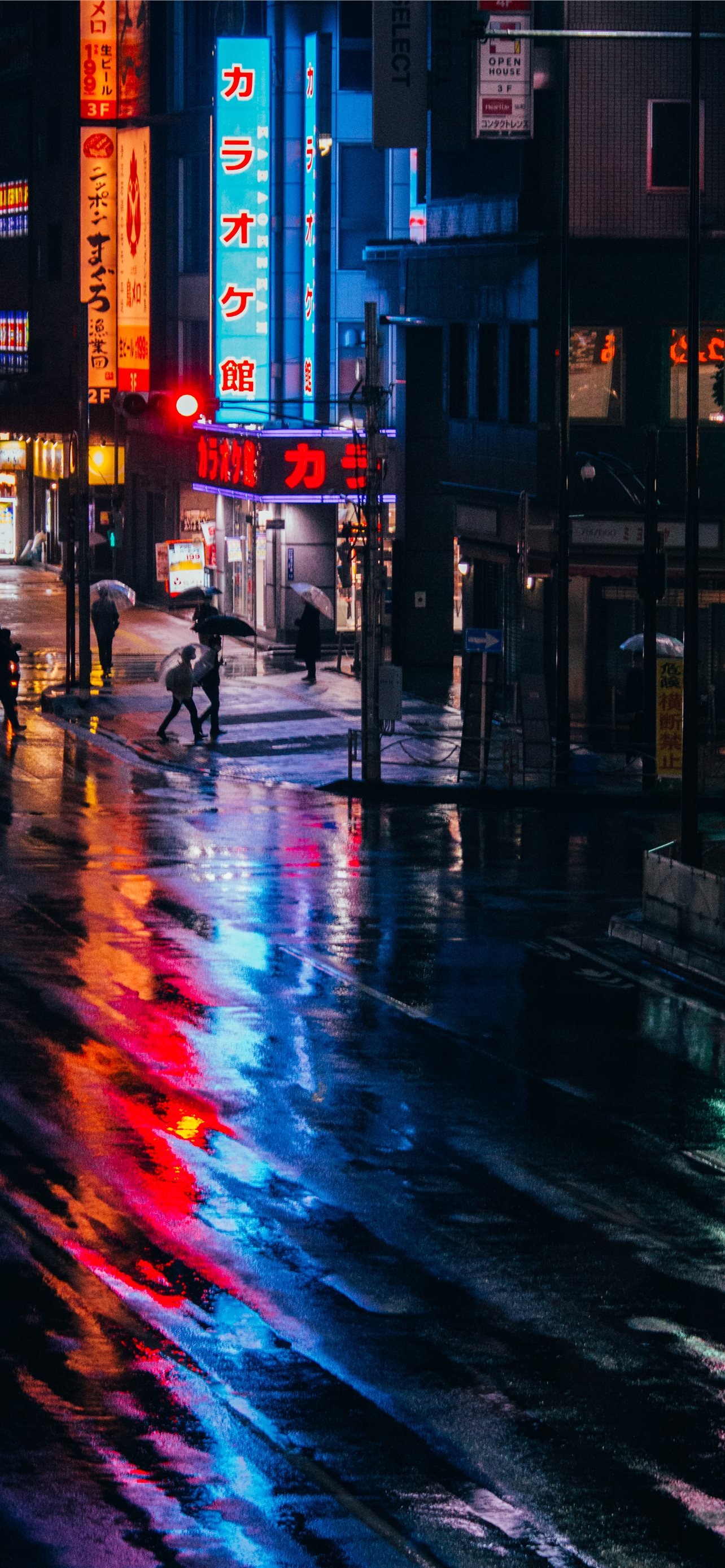 people walking on street during night time iPhone Wallpaper Free Download