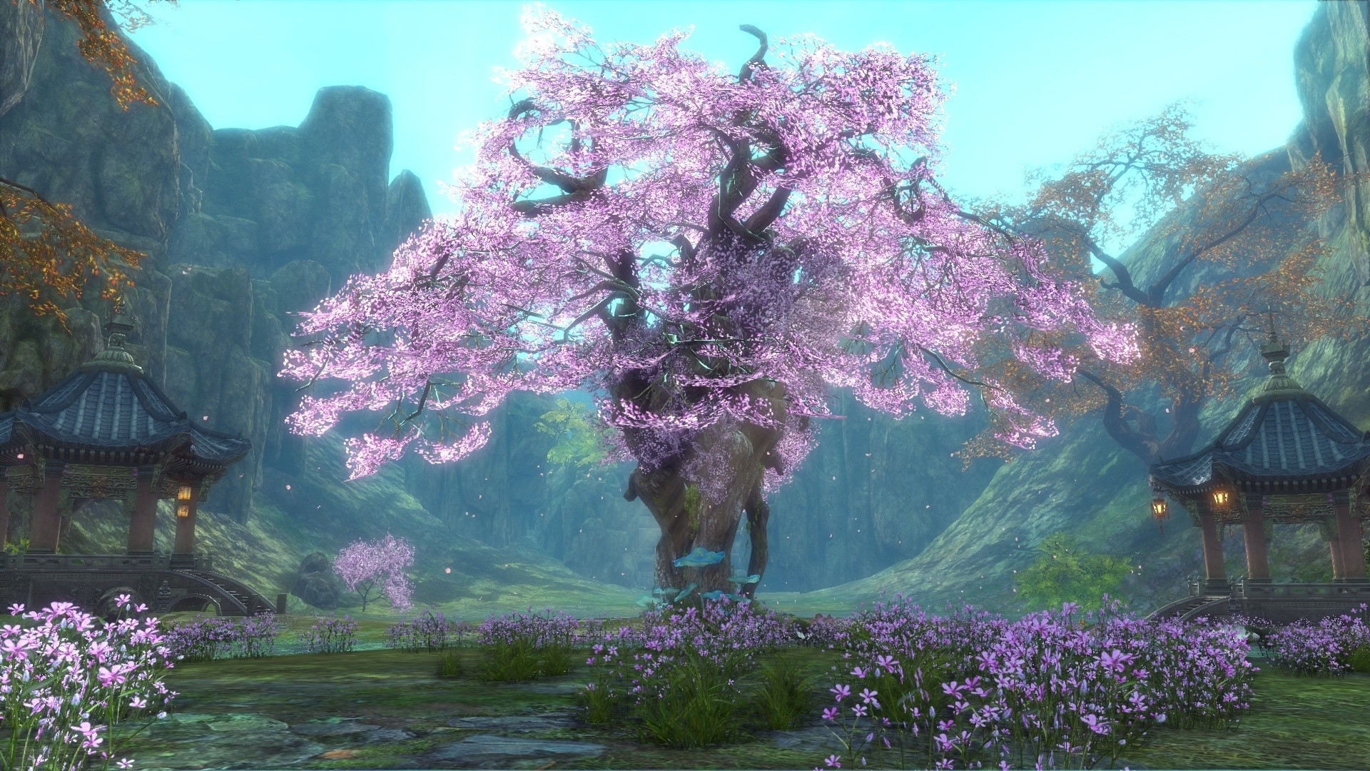 Wallpaper / sakura, luminos, game, tree, blossom, fantasy, blade and soul, flower, pink free download