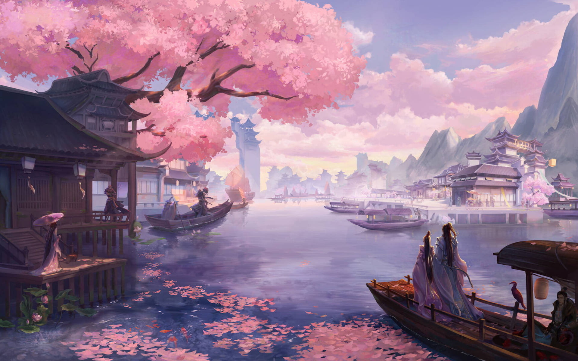 Download Aesthetic Fall Sakura Blossoms Art Wallpaper
