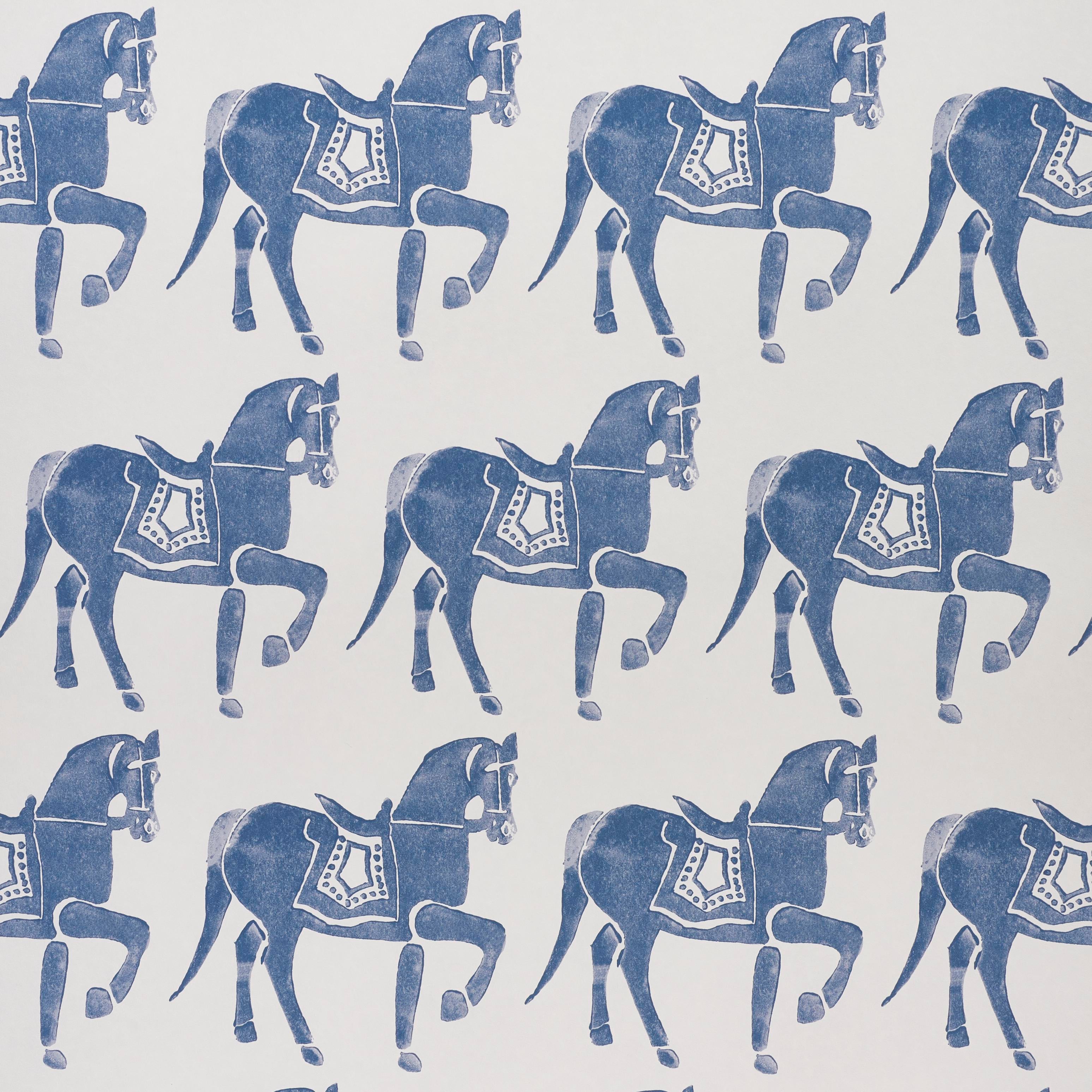 Sample x Molly Mahon Marwari Horse Wallpaper in Navy