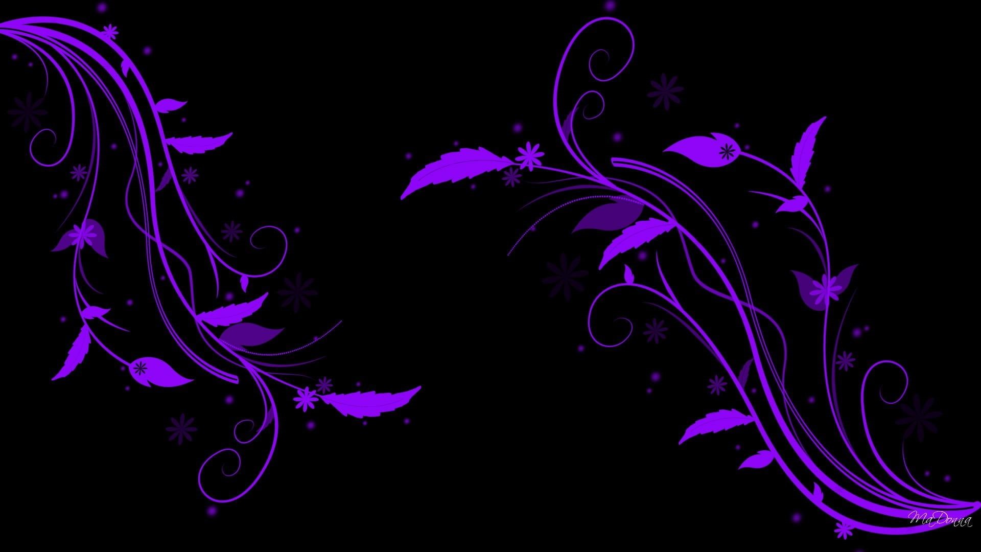 Wallpaper / widescreen, summer, 1080P, flowers, black, 3D and abstract, vines, abstract, spring, purple free download