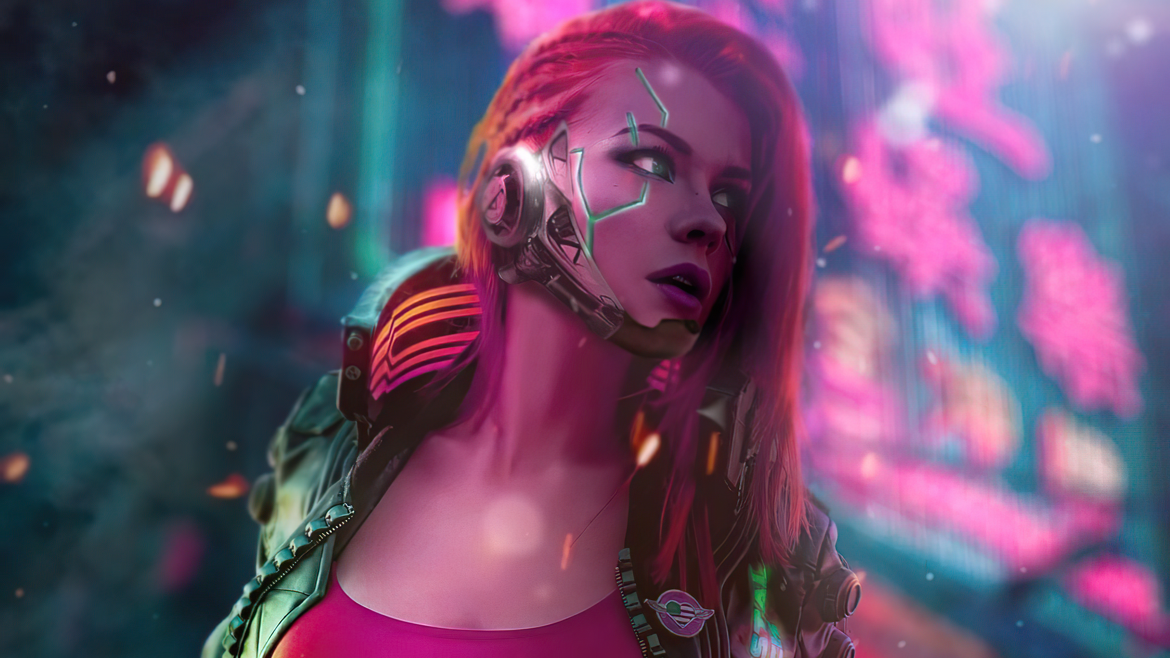 Sci Fi Cyberpunk 4K, Futuristic, Pink Hair Gallery HD Wallpaper
