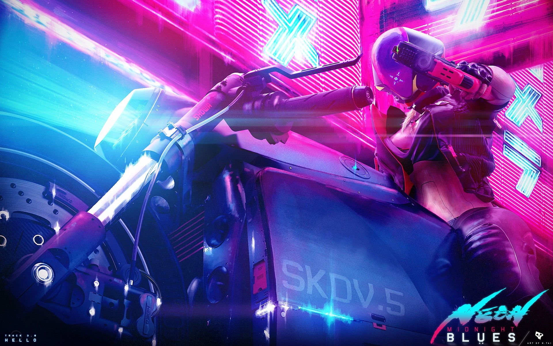 Wallpaper / futuristic, cyberpunk, artwork, vehicle, cyan, pink free download