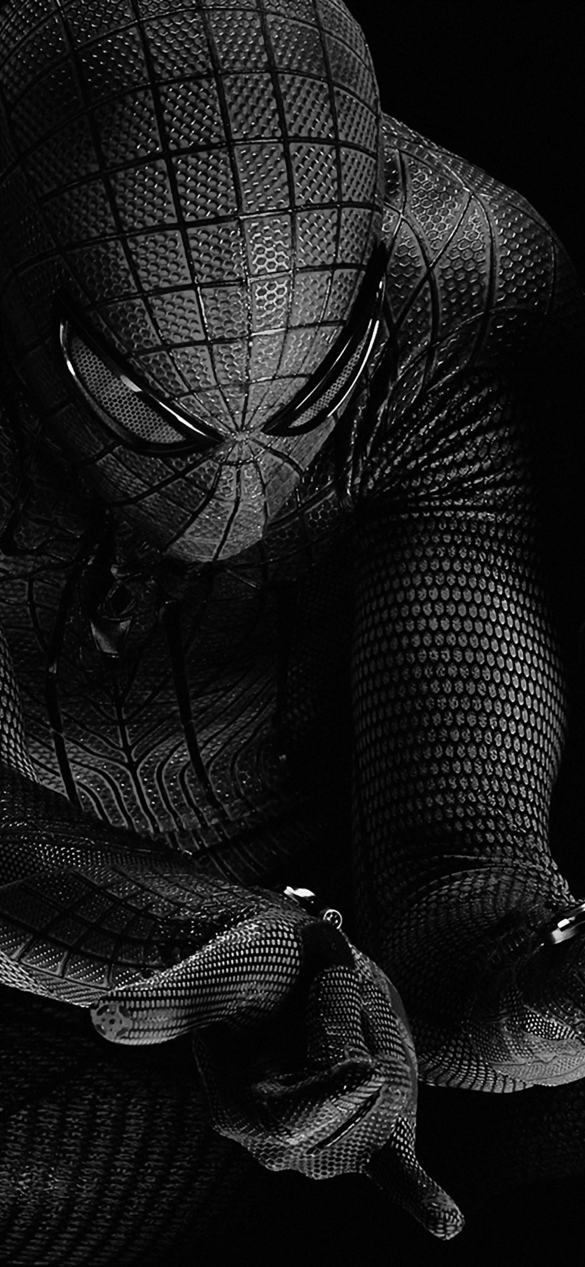 Spiderman Hero Dark Bw Art Illustration iPhone Wallpaper Free Download