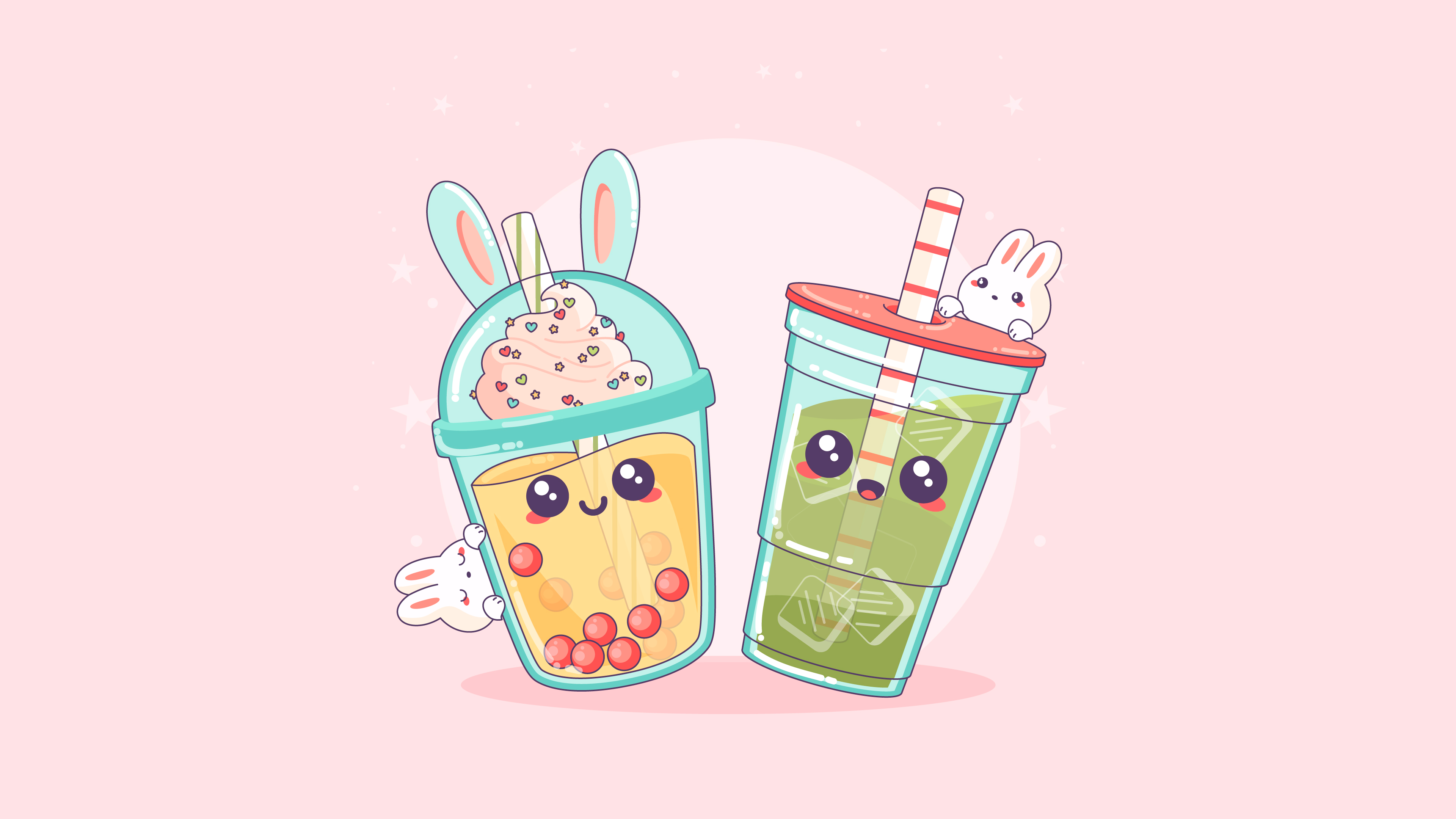Kawaii bubble tea Wallpaper 4K, Kawaii