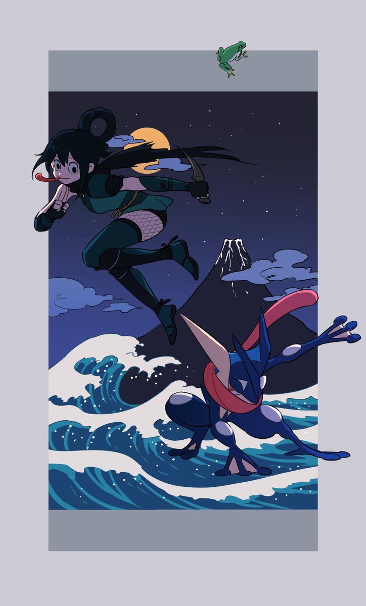 Crossover no Hero Academia x Pokemon (Character: Tsuyu Asui). Pokemon crossover, Hero wallpaper, Anime crossover