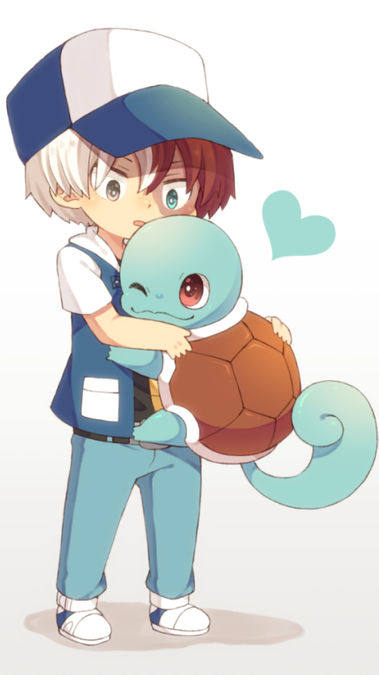 Wallpaper / Anime Crossover Phone Wallpaper, Squirtle (Pokémon), My Hero Academia, Pokémon, Shoto Todoroki, Two Toned Hair, 750x1334 Free Download